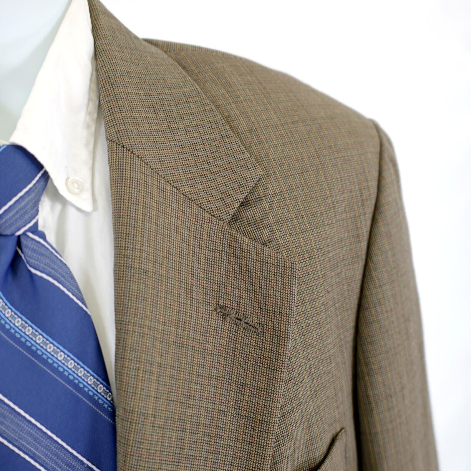 Lands' End DAMAGED Land's End 42L Wool Check Green Tan Red Windowpane S Size 42L - 2 Thumbnail