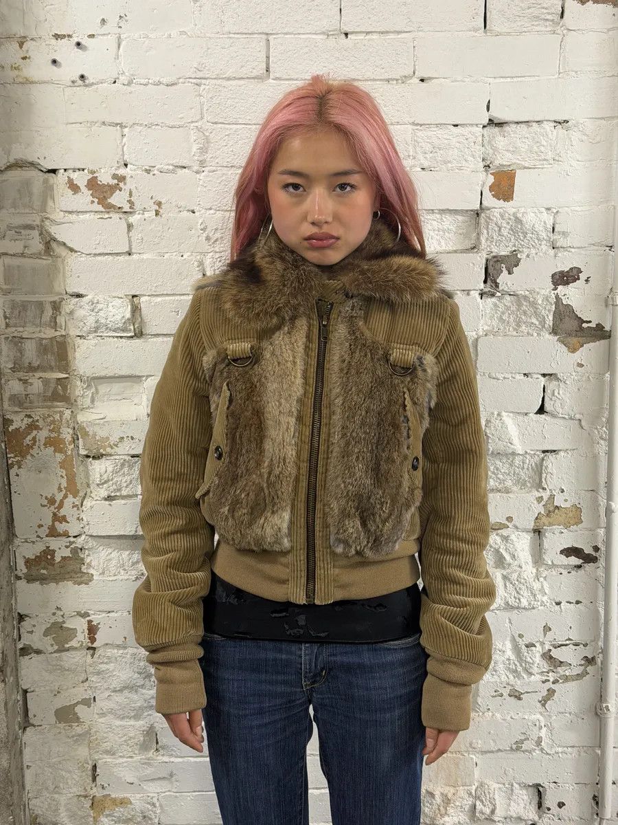 Dolce & Gabbana AW2002 Dolce & Gabbana Beige Corduroy & Rabbit Fur Bomber Jacket Size S / US 4 / IT 40 - 3 Thumbnail