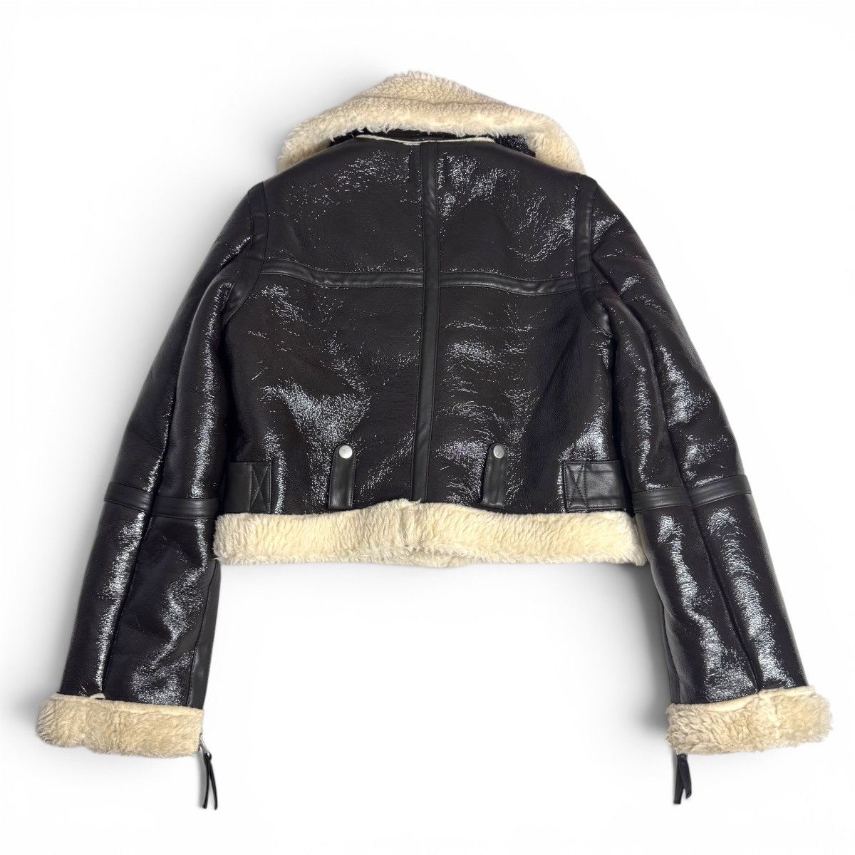 Urban Outfitters Urban Outfitters Sherpa Lined Patent Leather Aviator Jacket Size S / US 4 / IT 40 - 10 Thumbnail