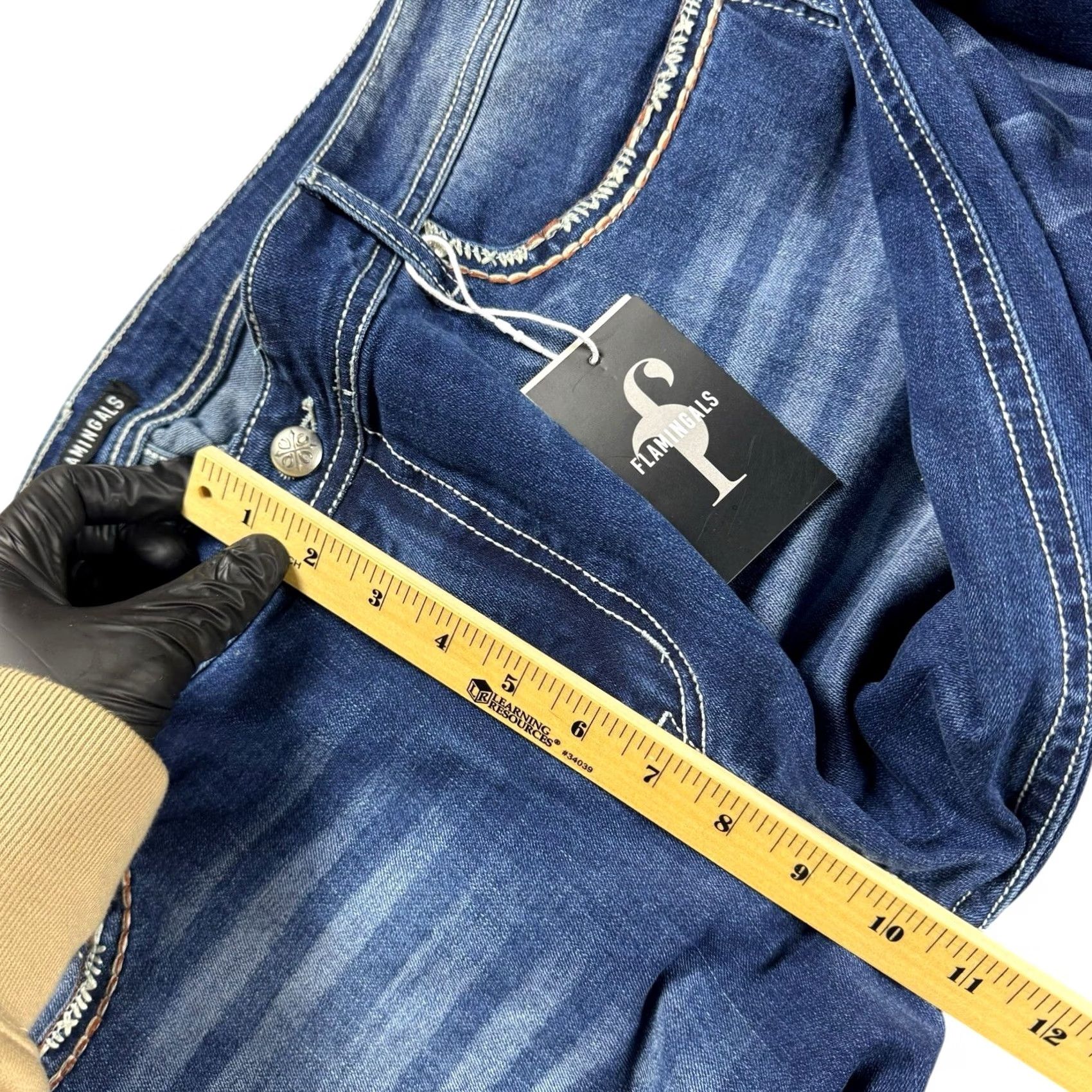 Vintage Flamingals Jeans Women's 3XL 40x31 Bootcut Distressed Midrise Wide Leg Baggy Denim Bootcut Jeans Size 40" / US 18 - 7 Thumbnail