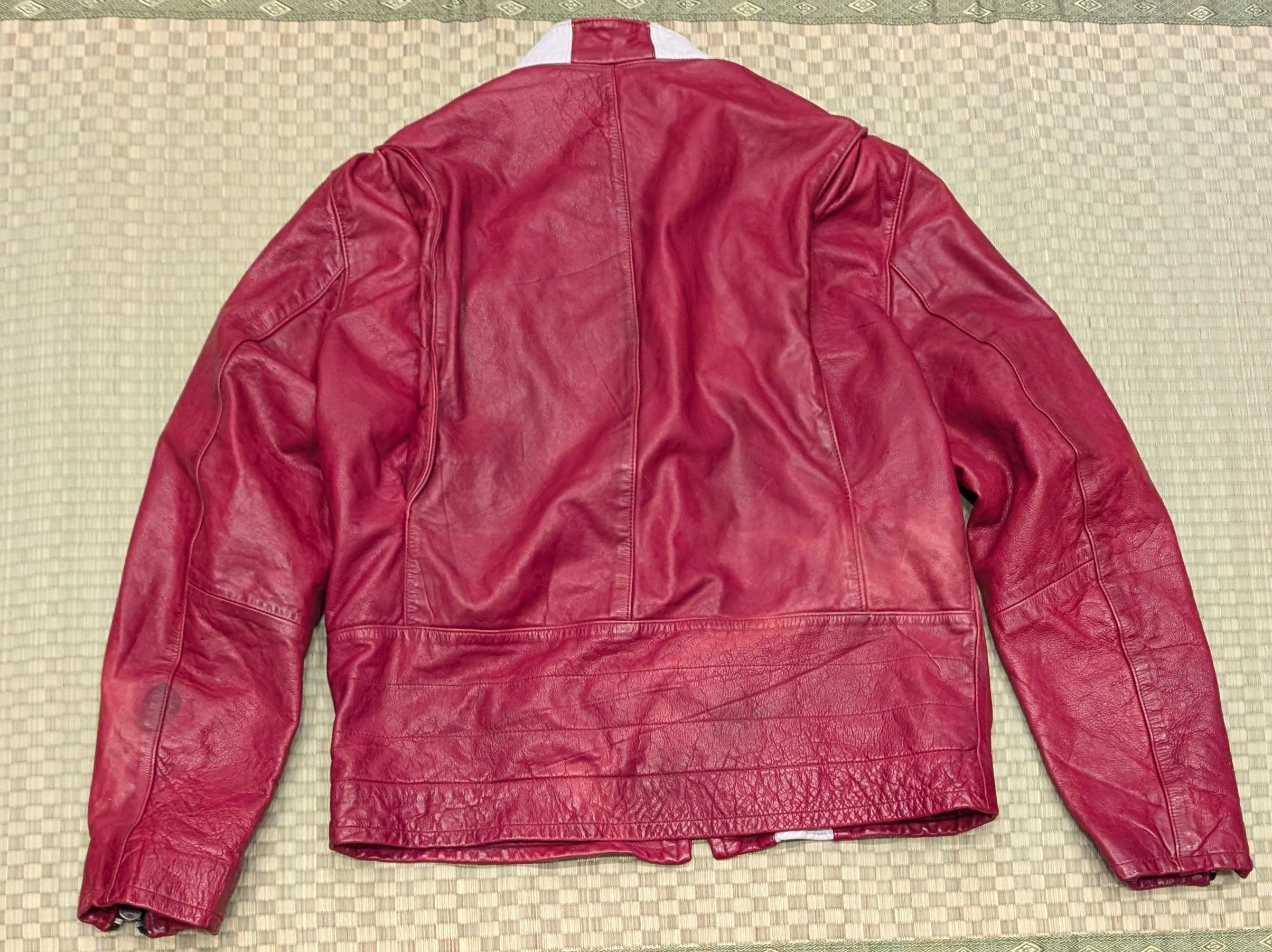 Gap GAP (PRODUCT) RED Leather Motorcycle Jacket Size US M / EU 48-50 / 2 - 2 Thumbnail
