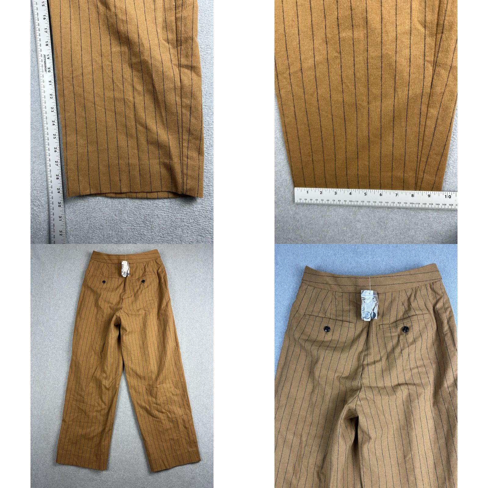 Madewell Madewell High Rise Rosedale Pants Womens 2 Brown Wool Stripe Straight Dress Work Size 26" / US 2 / IT 38 - 8 Thumbnail