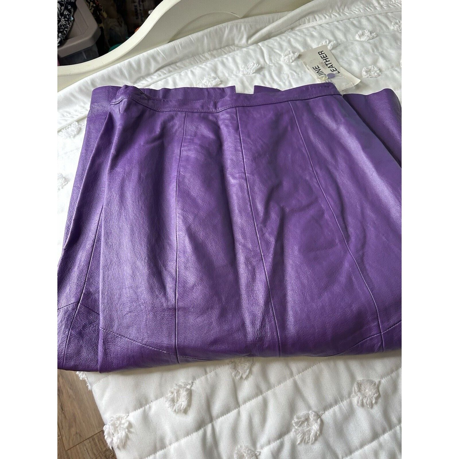 Vintage VTG 80s 90s Leather Woman’s M/L Elastic Waist Skirt Long Pen Size 32" / US 10 / IT 46 - 18 Thumbnail