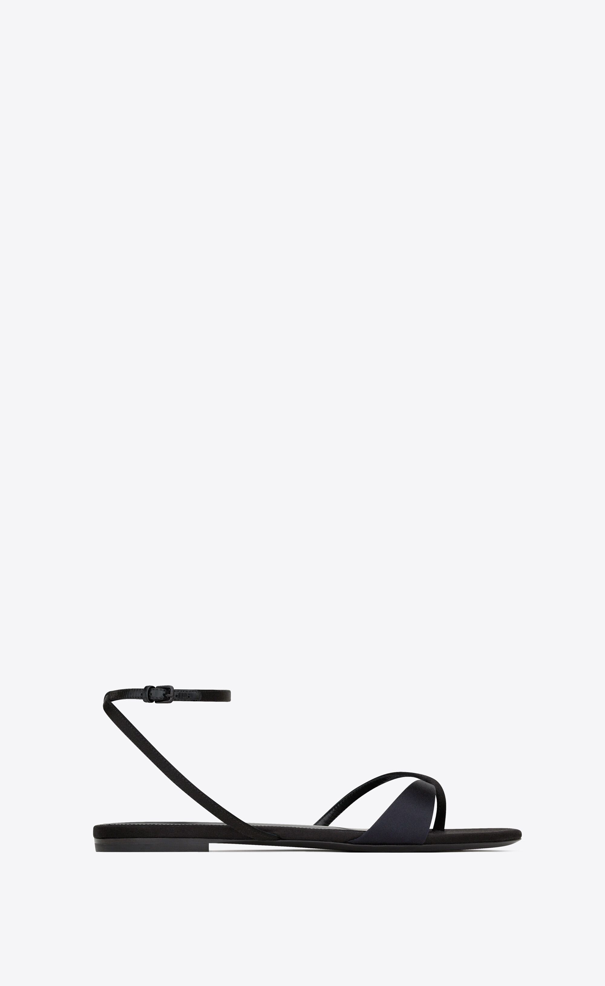 Saint Laurent Paris o1s1wg111024 Dive Sandals in Silk Satin in Black Size US 6 / IT 36 - 1 Thumbnail