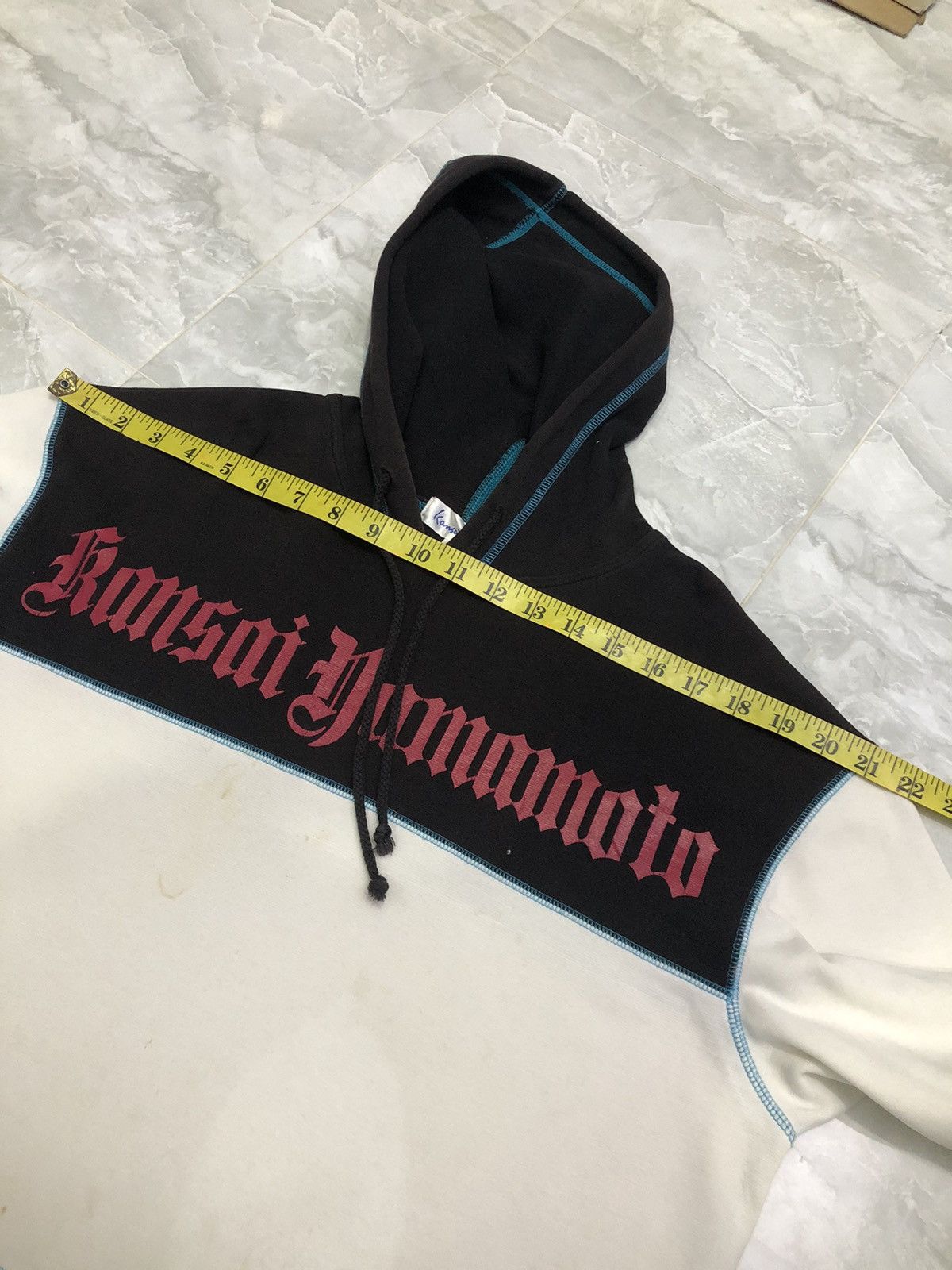 Kansai Yamamoto Vintage 90s Kansai Yamamoto Spellout Cut & Sew Hoodie Size US L / EU 52-54 / 3 - 17 Thumbnail