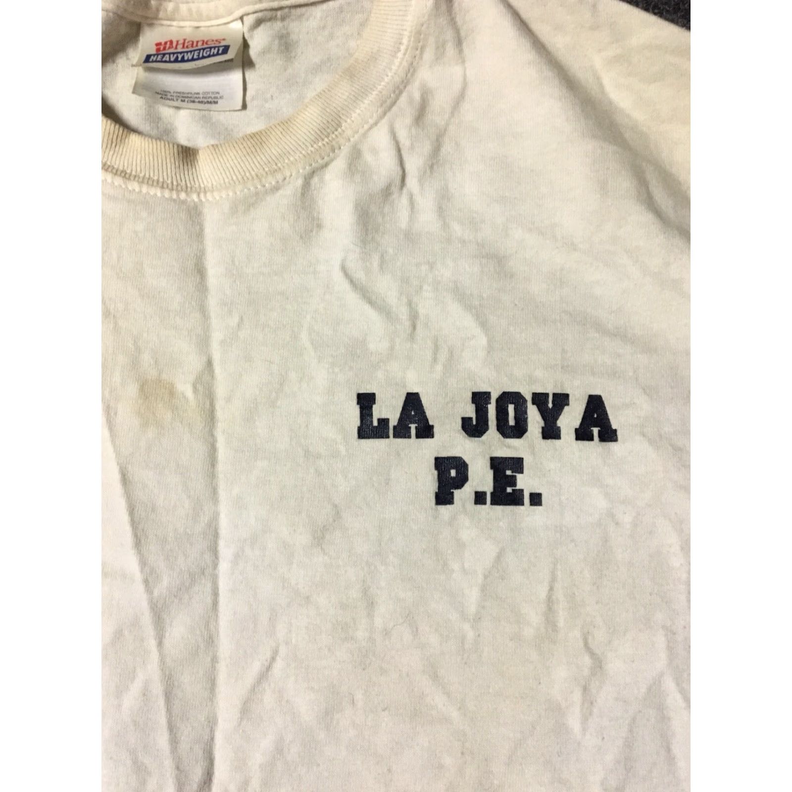 Hanes Vtg La Joya PE Shirt M White 90s Grunge Sports USA Football Basketball Baseball Logo Nike? Size US M / EU 48-50 / 2 - 2 Thumbnail