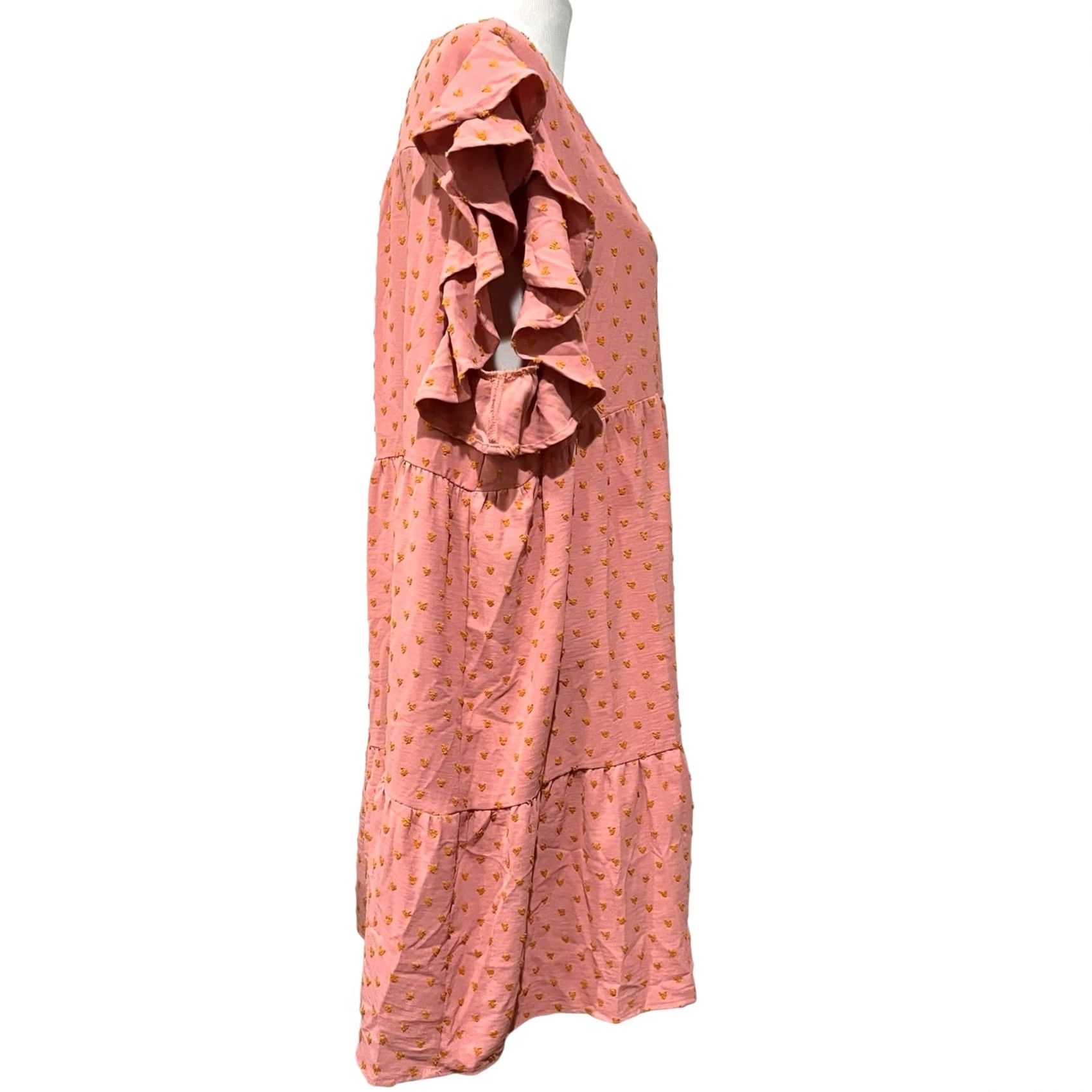 Pinko VINTAGE Umgee Dress Flutter Sleeve Mini Pink Orange Embroidered 2XL Women’s Bohemian Romantic Short Sleeve Party/Cocktail Casual Size XXL / US 16-18 / IT 52-54 - 7 Thumbnail