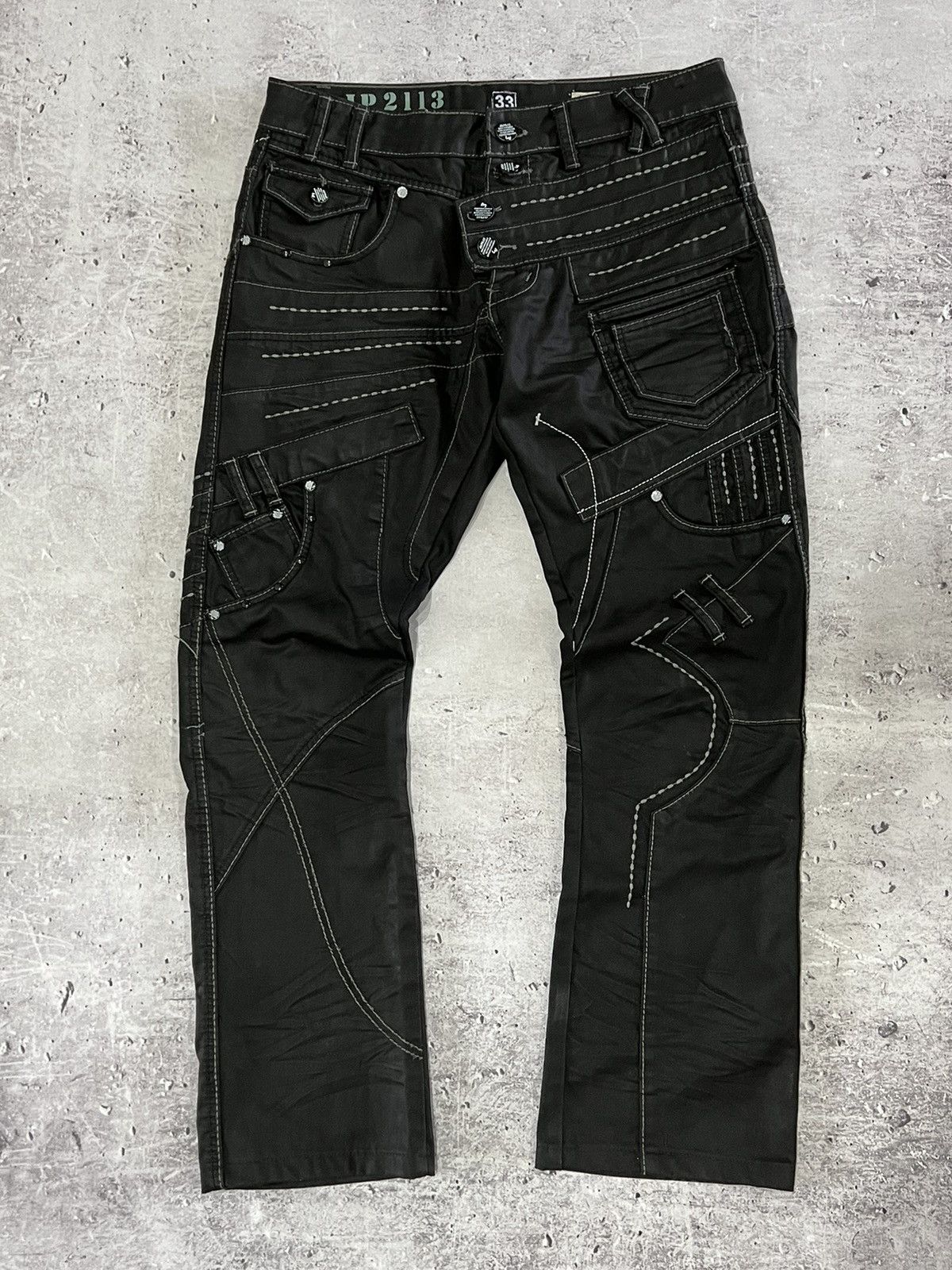 image of Japrag Ppfm Style Double Waist Black Waxed Denim, Men's (Size 33)