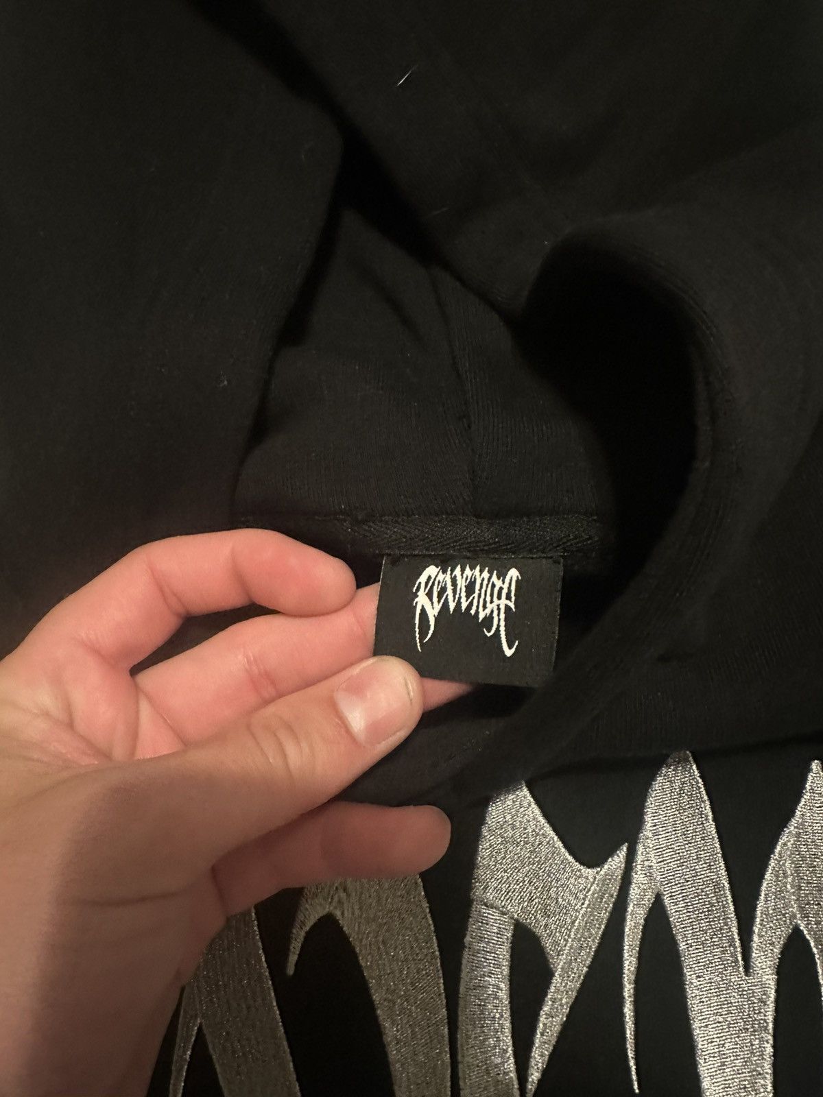 Revenge Black French Terry Silver Embroidered Revenge Hoodie Size US XL / EU 56 / 4 - 3 Thumbnail