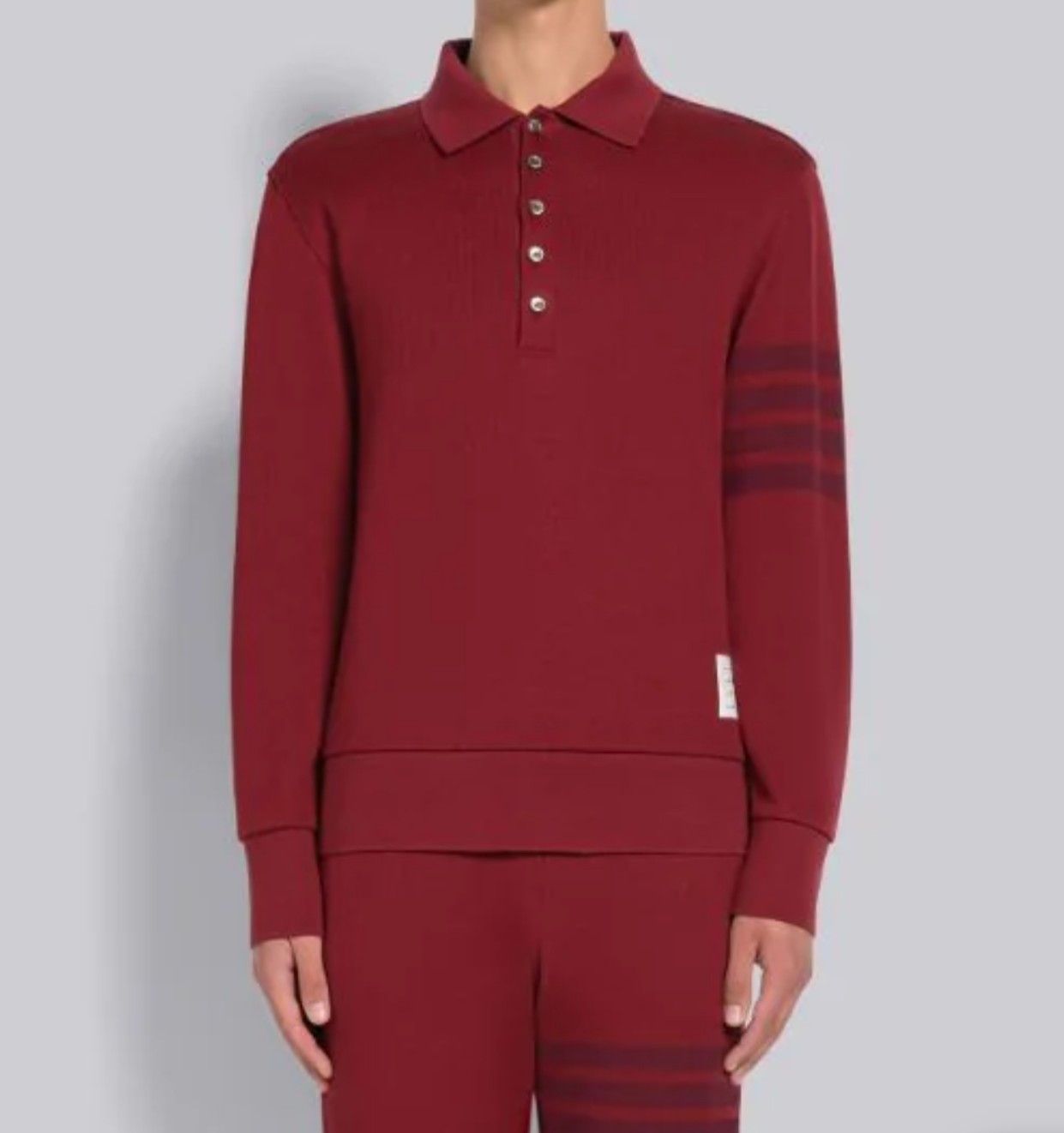 Thom Browne Double Face Knit 4-Bar Long Sleeve Polo Size US L / EU 52-54 / 3 - 1 Thumbnail