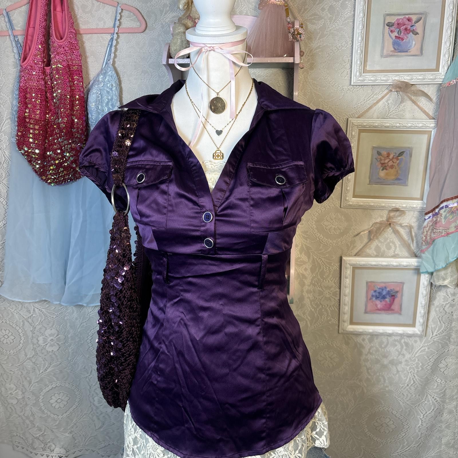 Other y2k purple office siren fitted blouse Size M / US 6-8 / IT 42-44 - 2 Thumbnail