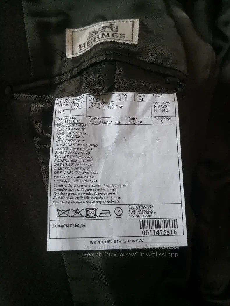 Hermes Hermes Men's cashmere coat, olive green, 100% cashmere Size US M / EU 48-50 / 2 - 6 Thumbnail