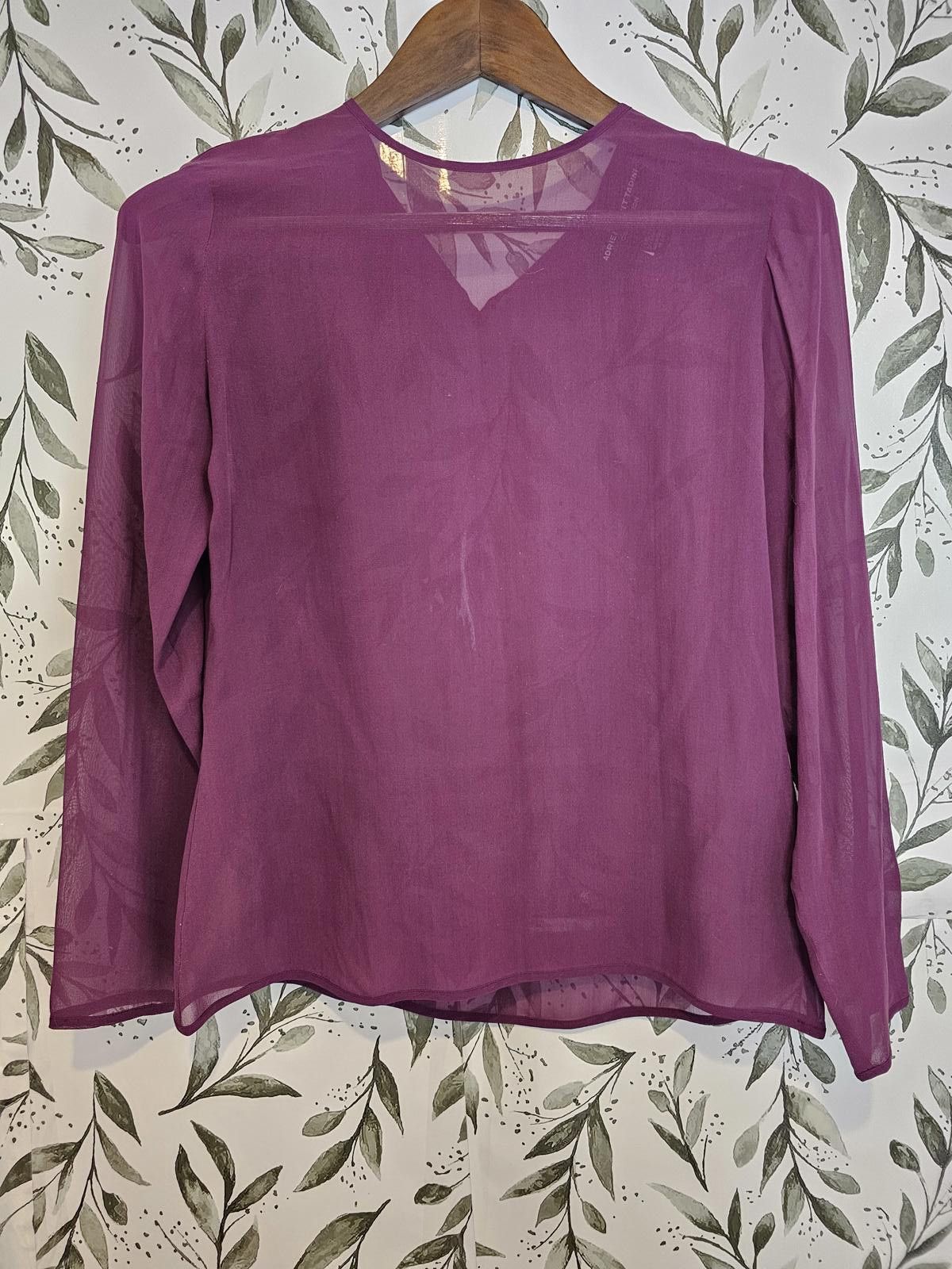 Other Adrienne Vittadini Blouse Purple Womens Size 8 Sheer Silk Size M / US 6-8 / IT 42-44 - 1 Thumbnail