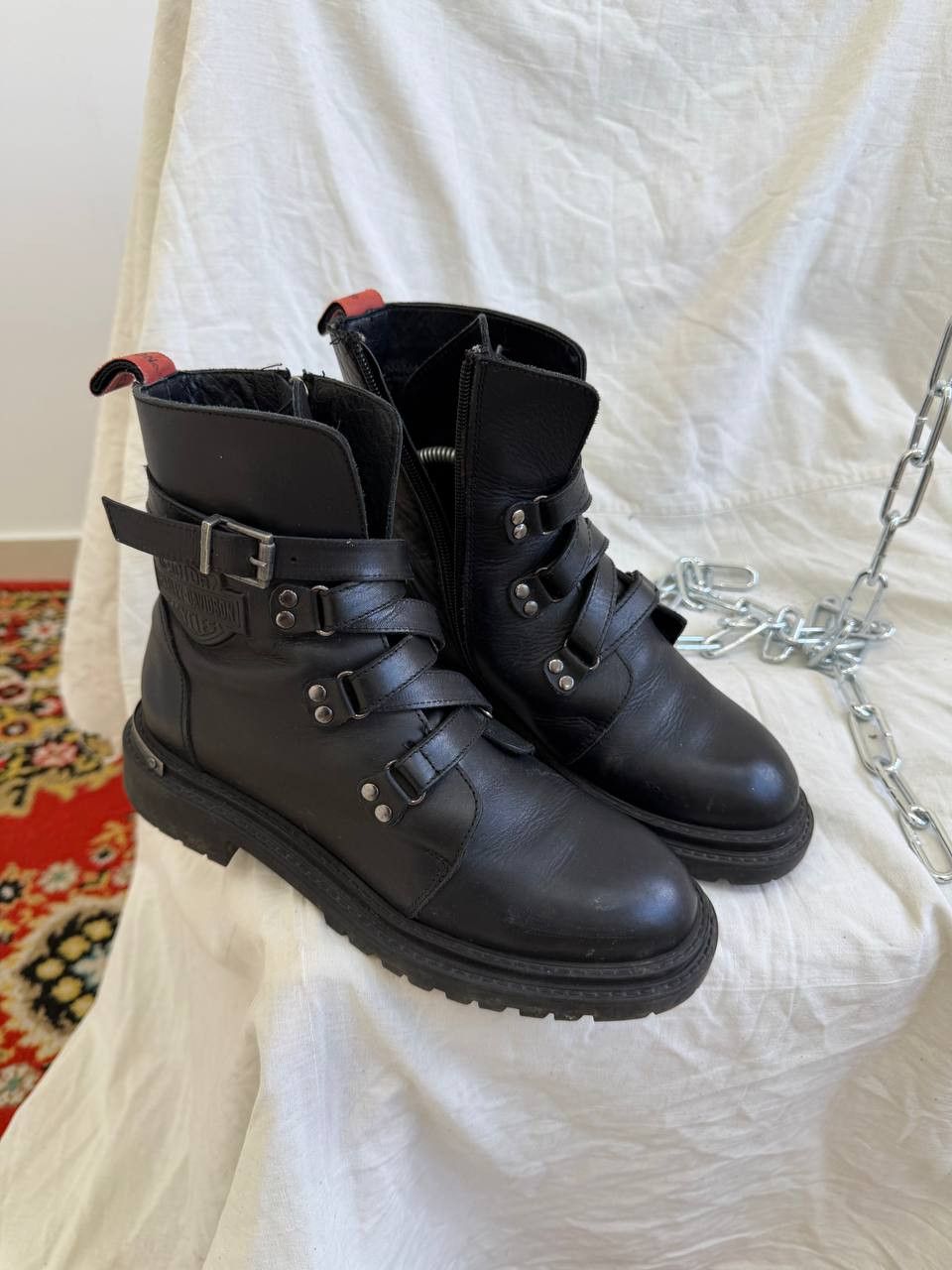 Harley Davidson Vintage 90s Harley-Davidson Ankle-Zip Leather Boots Y2K Size US 6 / EU 39 - 5 Thumbnail