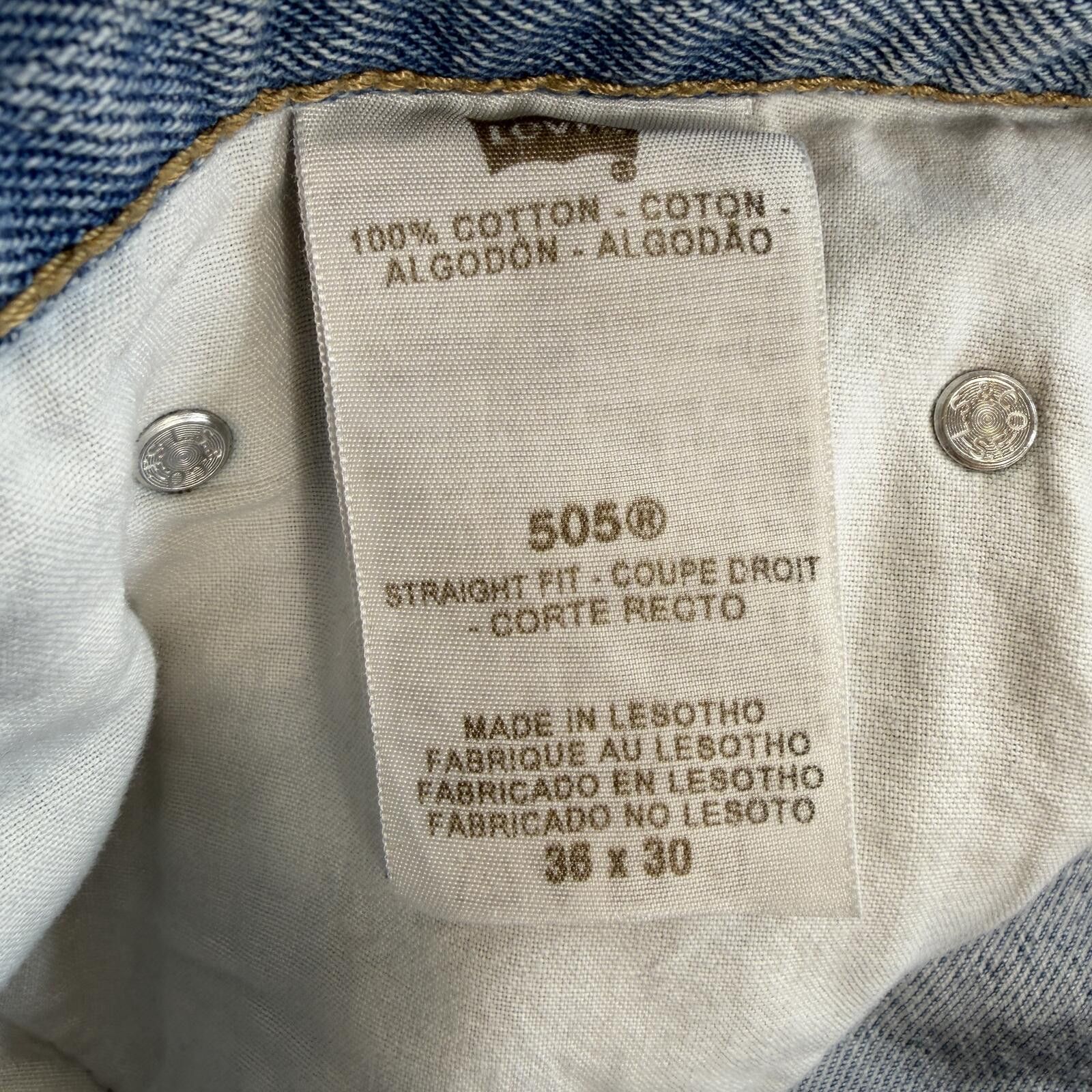 Levi's Levi’s 505 Straight Fit Light Wash Denim Jeans Men’s 36x30 Size US 36 / EU 52 - 7 Thumbnail