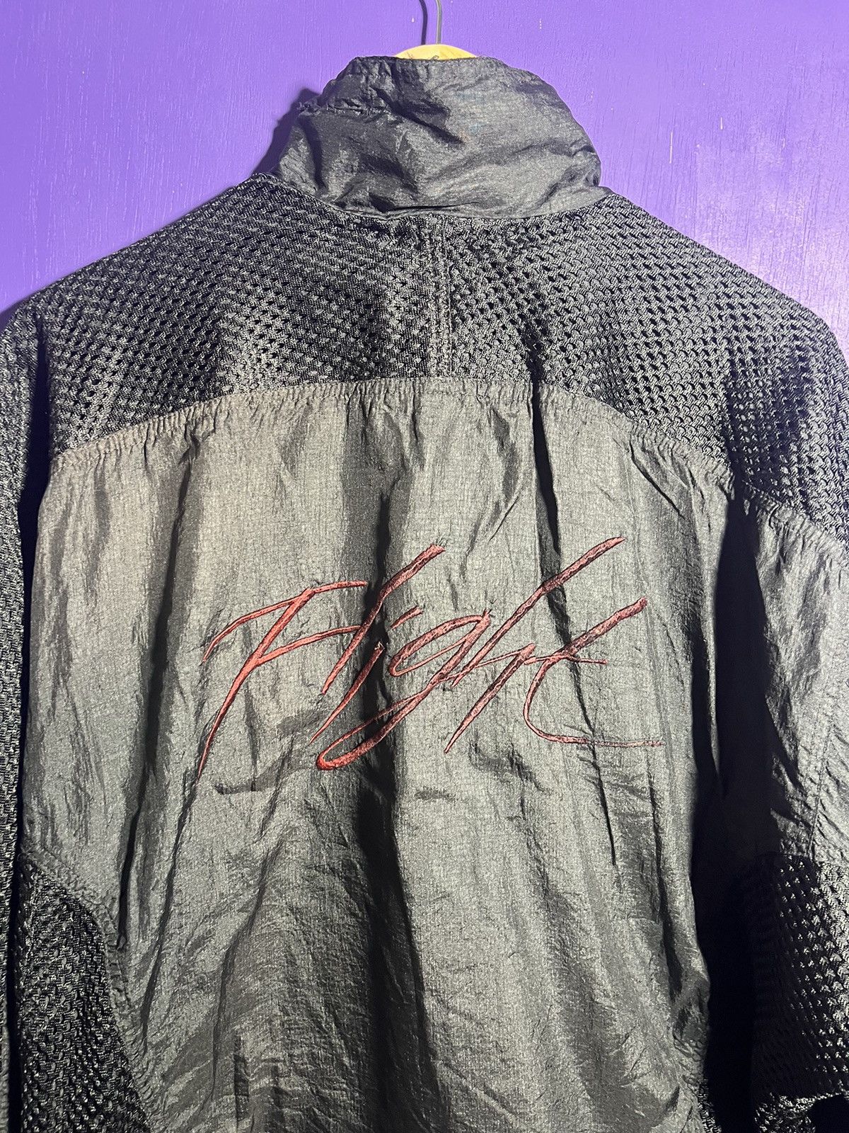 Nike × Vintage Vintage 90s Nike Air Jordan flight mesh logo jacket Size US M / EU 48-50 / 2 - 3 Thumbnail