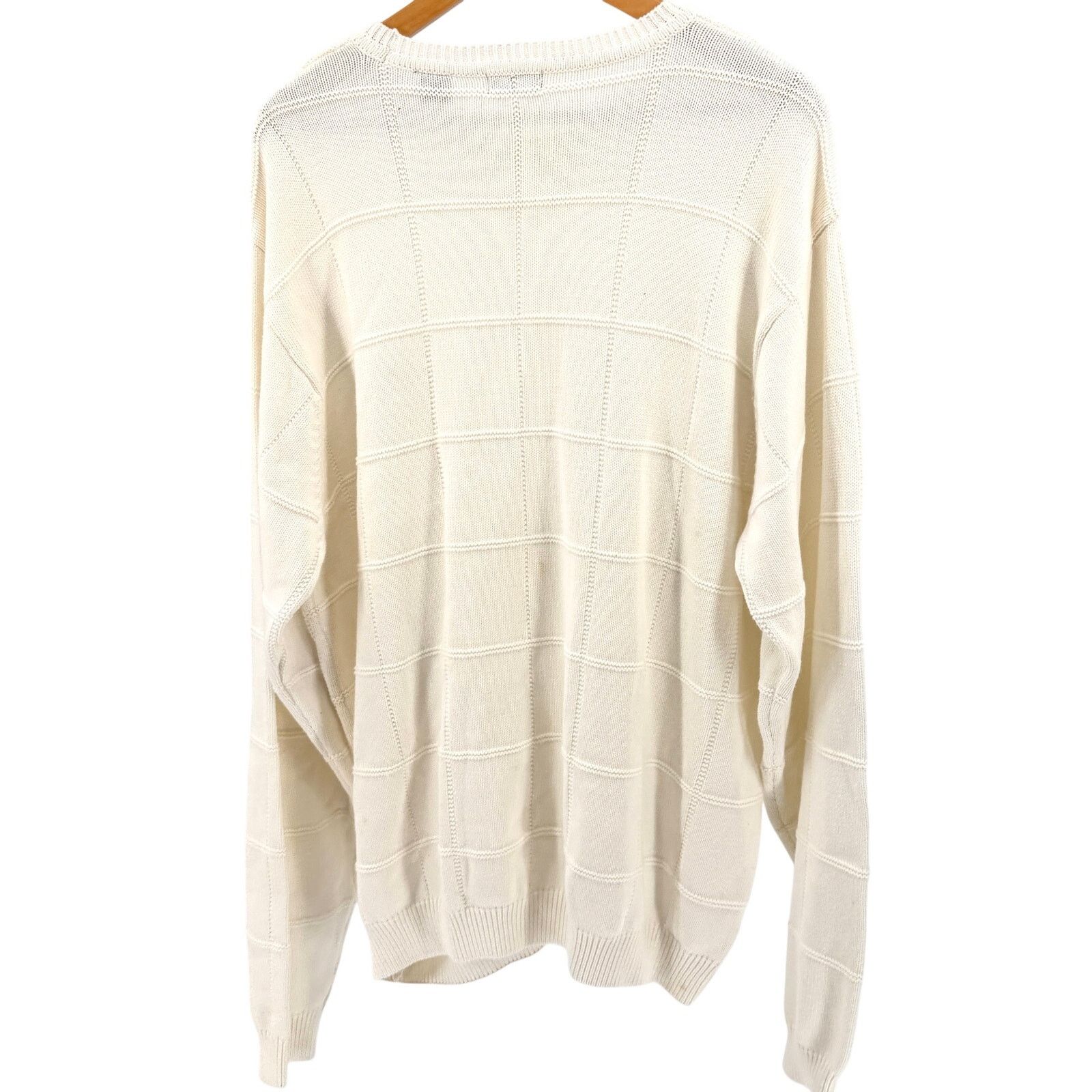 Izod Vintage 90s White 100% Cotton Grid Knit Crewneck Sweater Size US XXL / EU 58 / 5 - 3 Thumbnail