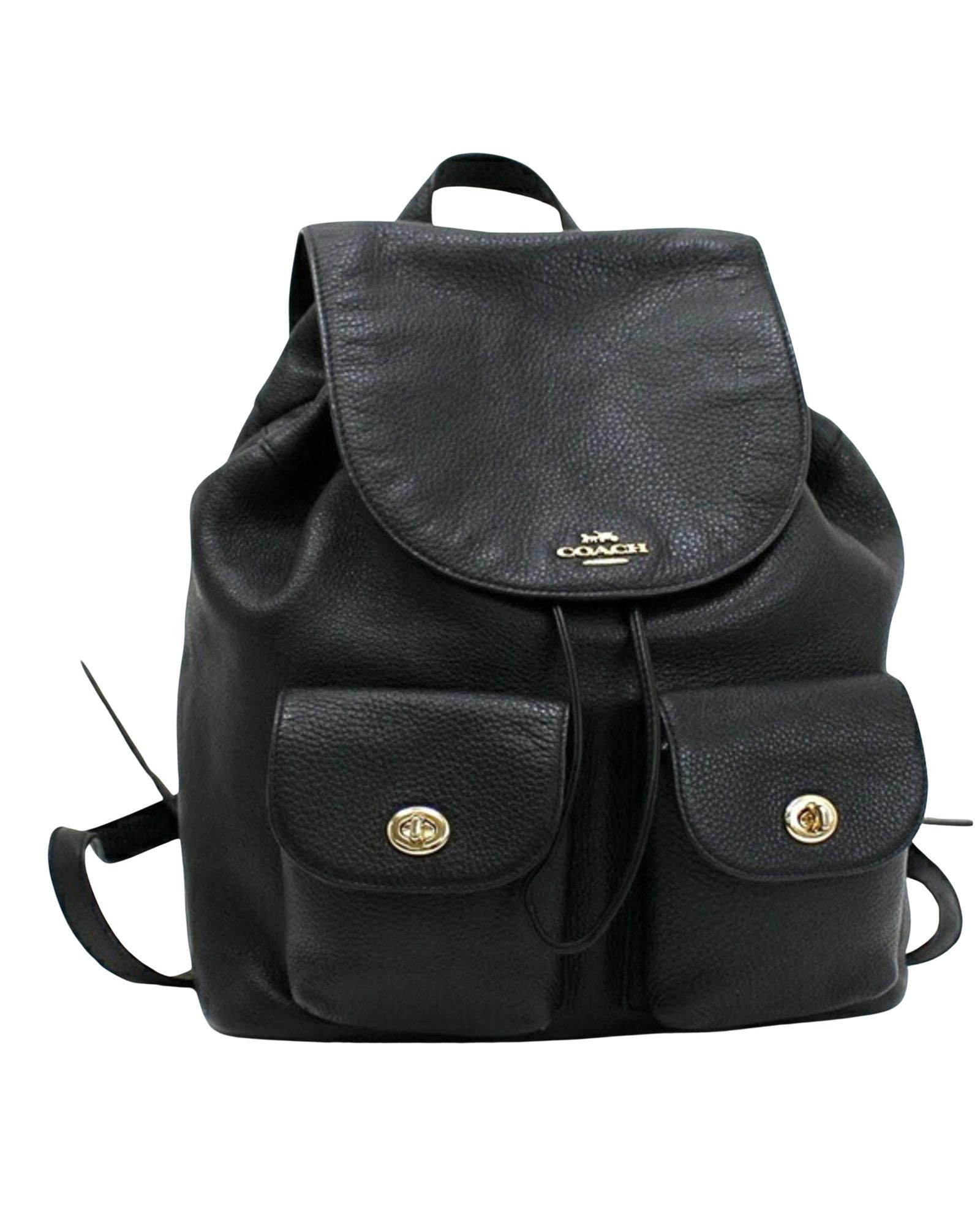 image of Coach Black Leather Versatile Backpack, Women's