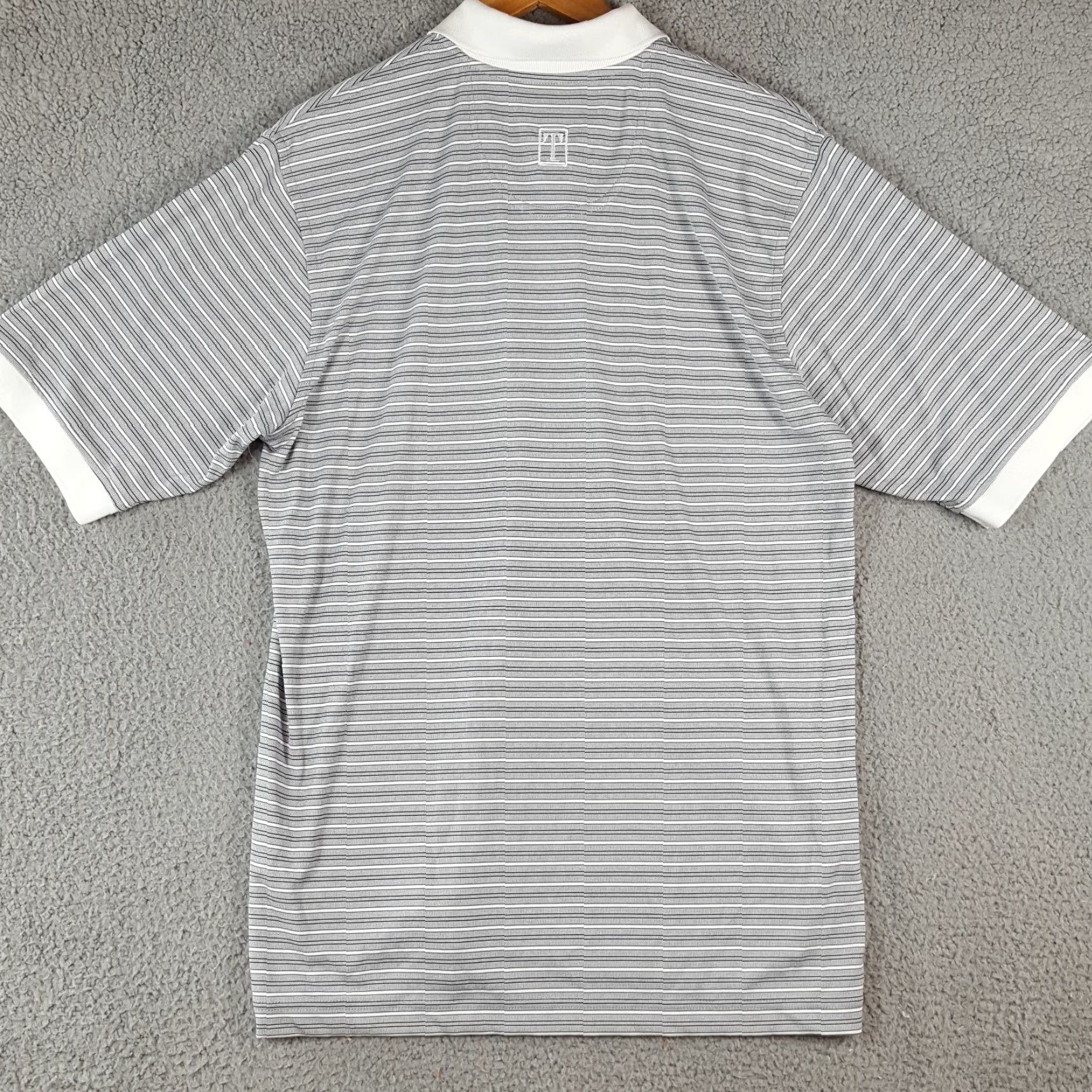 Vintage VINTAGE Tehama Breathable Striped Polo Shirt Men's L Gray Cotton Button Collared Polo Golf Shirt Size US L / EU 52-54 / 3 - 6 Thumbnail