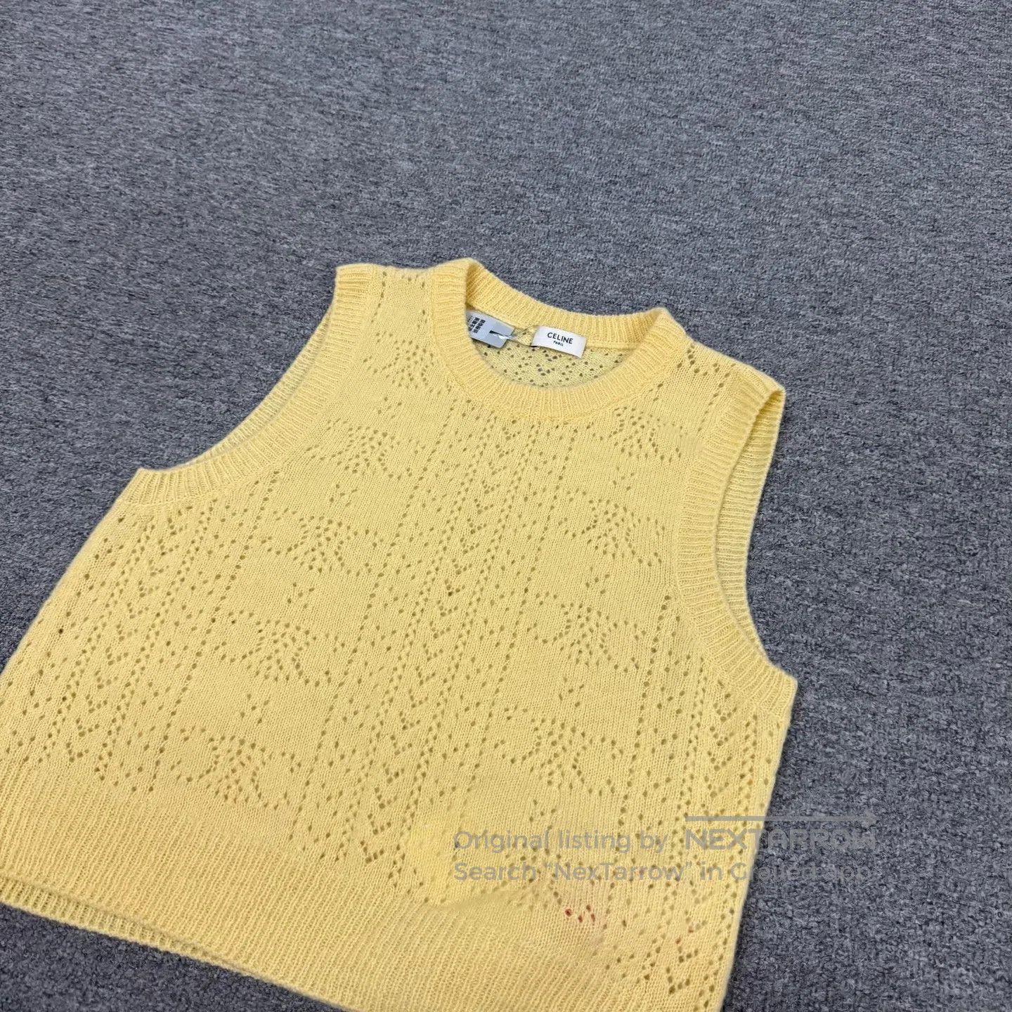 Celine CELINE Hollow jacquard pattern; chick yellow color; knitte Size M / US 6-8 / IT 42-44 - 4 Thumbnail