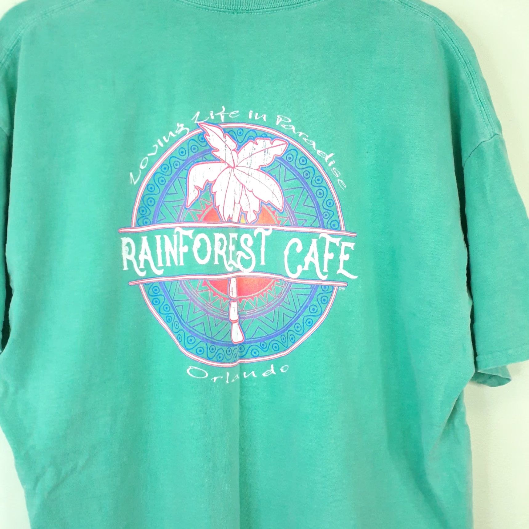 Paradise VINTAGE Rainforest Cafe Tee Shirt Short Sleeve 2XL Teal Unisex Adults Crew Neck Florida Size US XXL / EU 58 / 5 - 2 Thumbnail