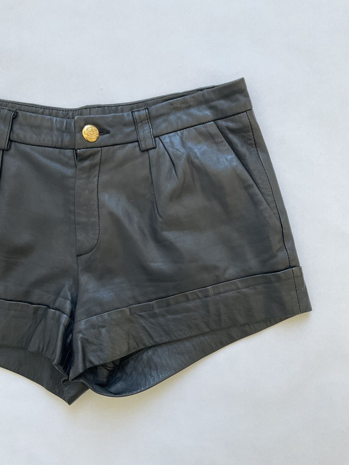 Vintage Black leather shorts with Size 28" / US 6 / IT 42 - 3 Thumbnail