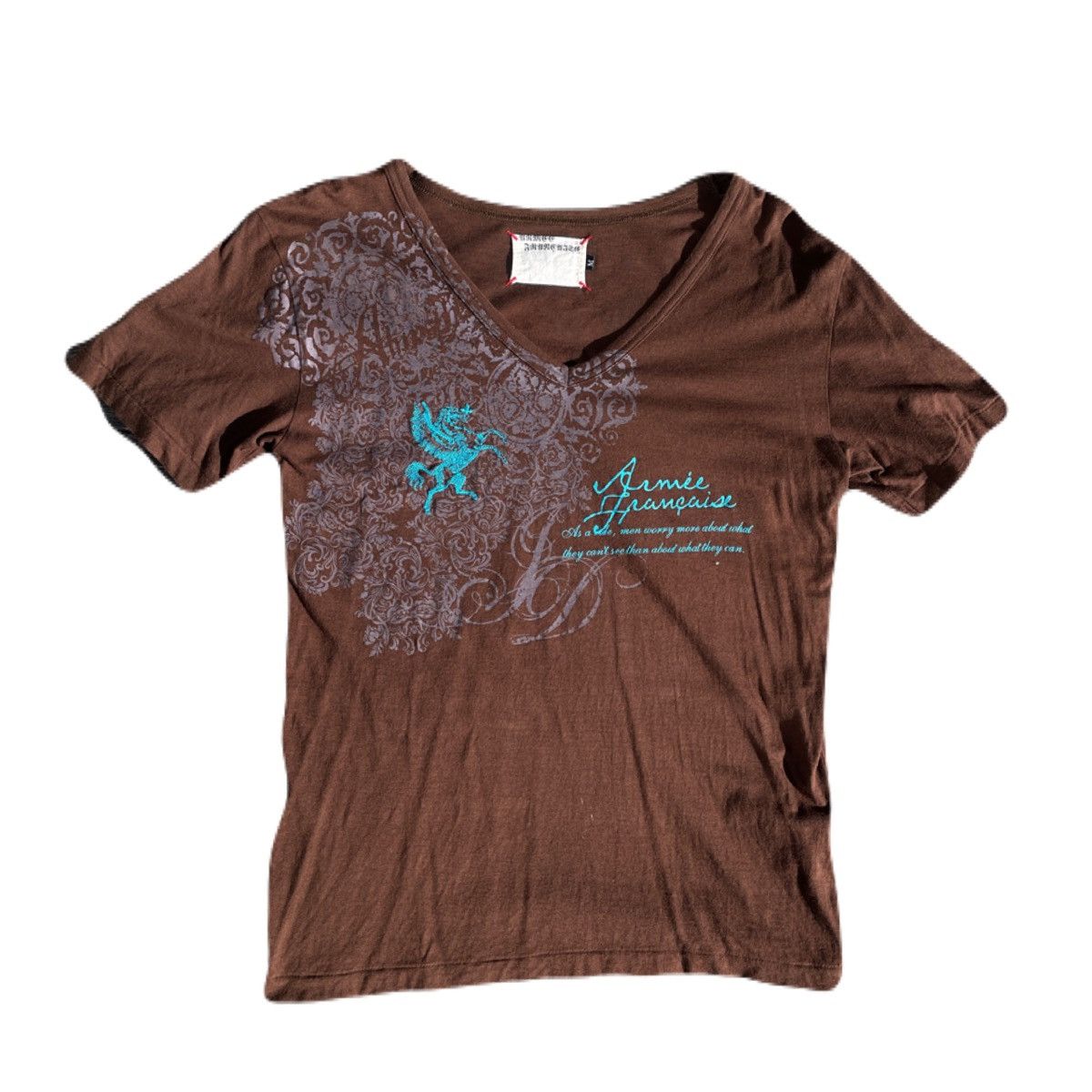 If Six Was Nine 2000s Japanese archive Vkei Pegasus Poem V-Neck Tee Gyaruo Size US S / EU 44-46 / 1 - 2 Thumbnail