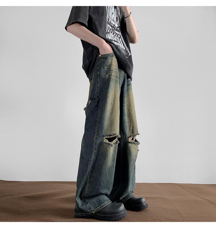 Japanese Brand × Jean Men's retro loose straight casual ripped jeans y2k Size US 32 / EU 48 - 6 Thumbnail