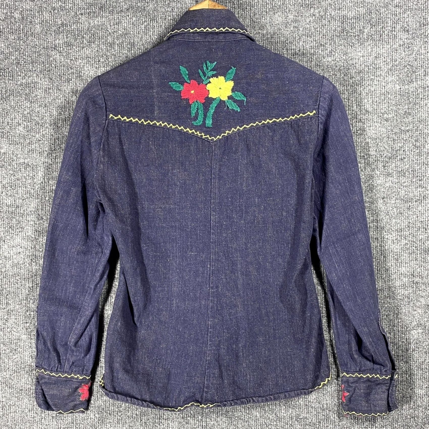 Denime VINTAGE Hippie Denim Shirt Womens Small India 60s 70s Indigo Boho Hippie Look Shirt Mens Womens Girls Boys Size S / US 4 / IT 40 - 7 Thumbnail