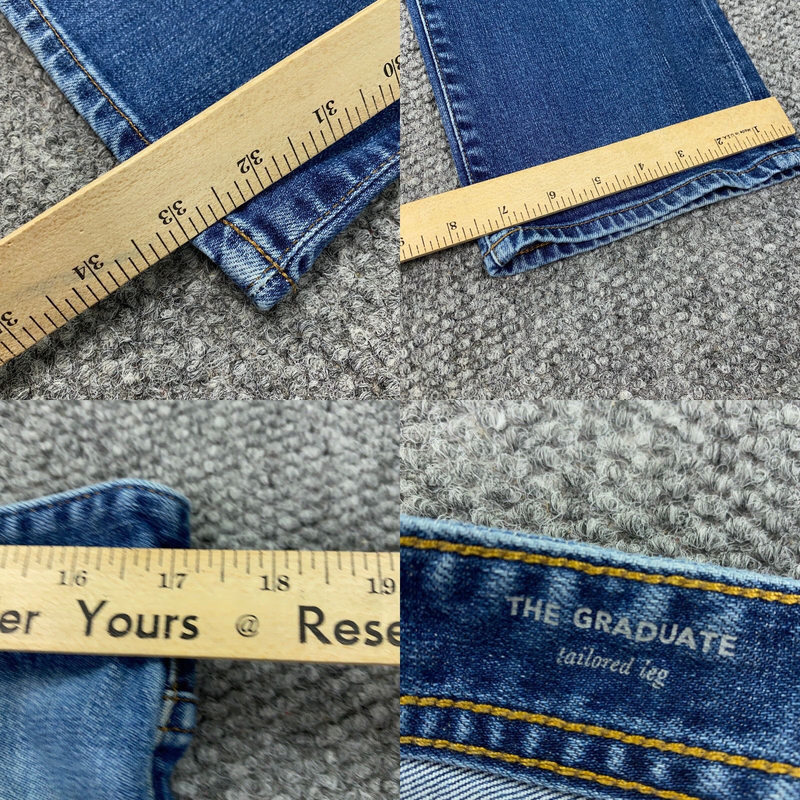 Denime AG Adriano Goldschmied The Graduate Jeans 34 Blue Denim Tailored Leg Mens Size US 34 / EU 50 - 8 Thumbnail