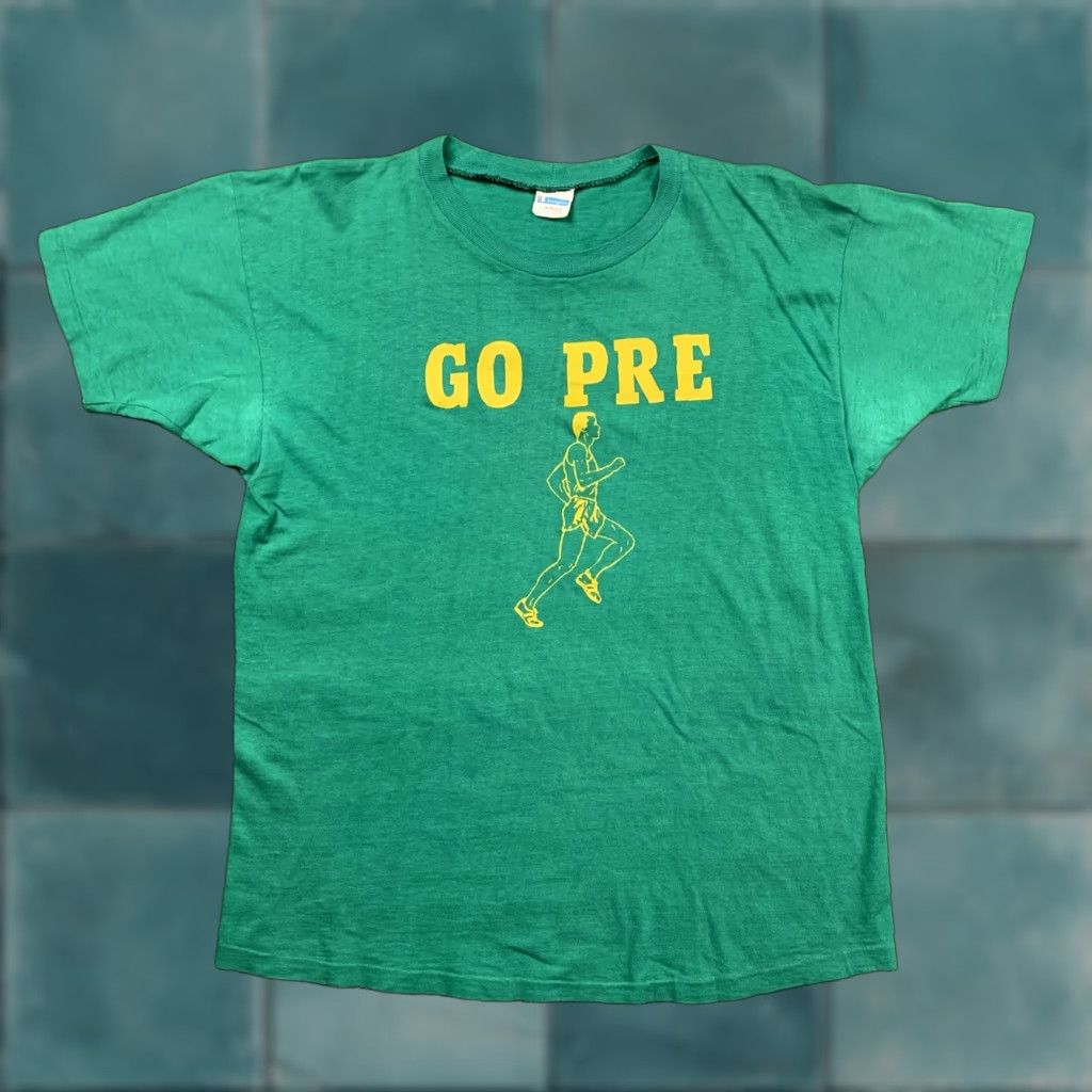 Nike VINTAGE Nike T Shirt Unisex 70s 70s Graphic Tee Green Cotton Logo USA Geisha Rap Hike Prefontaine OG Rare Stadium Size US L / EU 52-54 / 3 - 1 Thumbnail