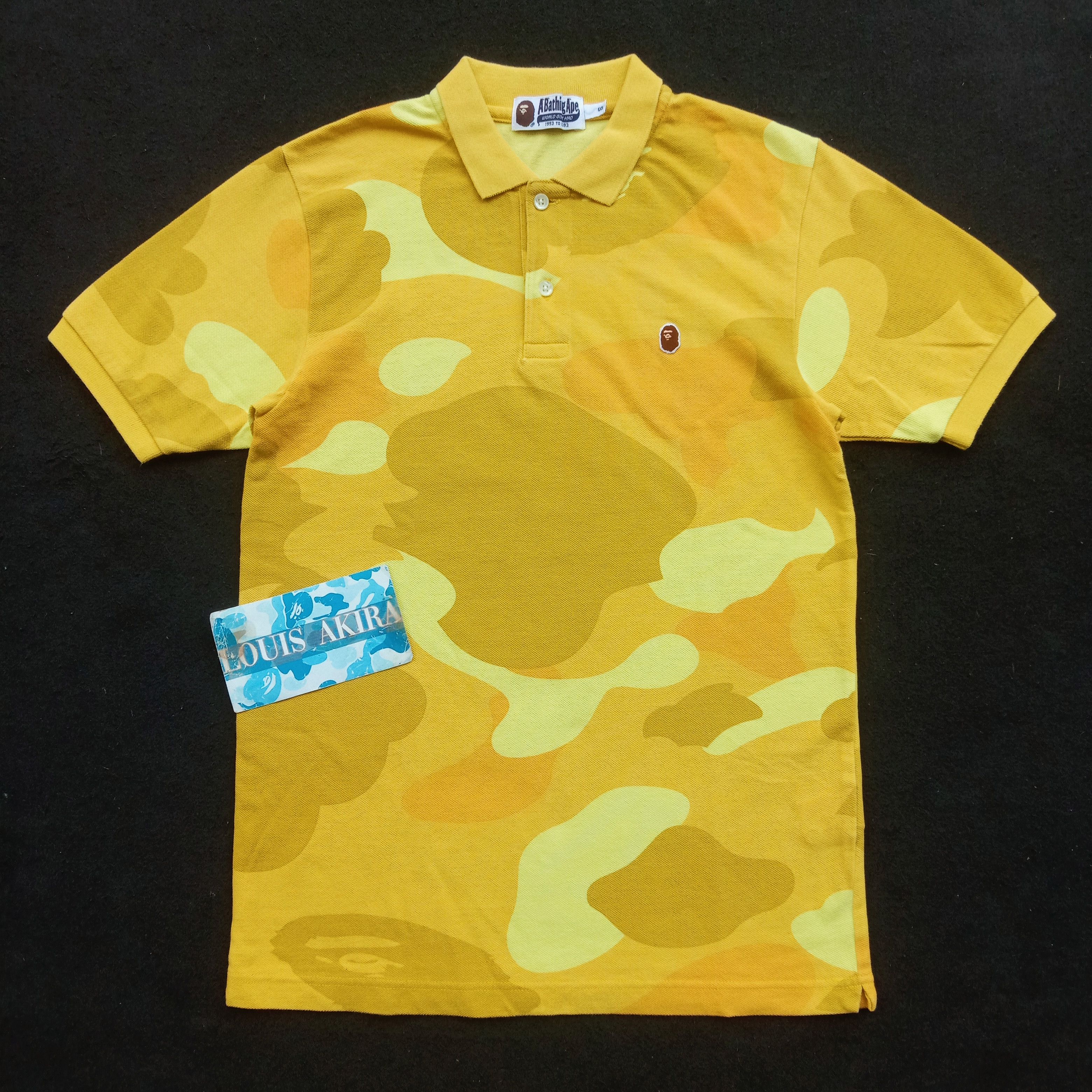 image of Bape Giant Camo Polo (2012) in Yellow, Men's (Size Small)