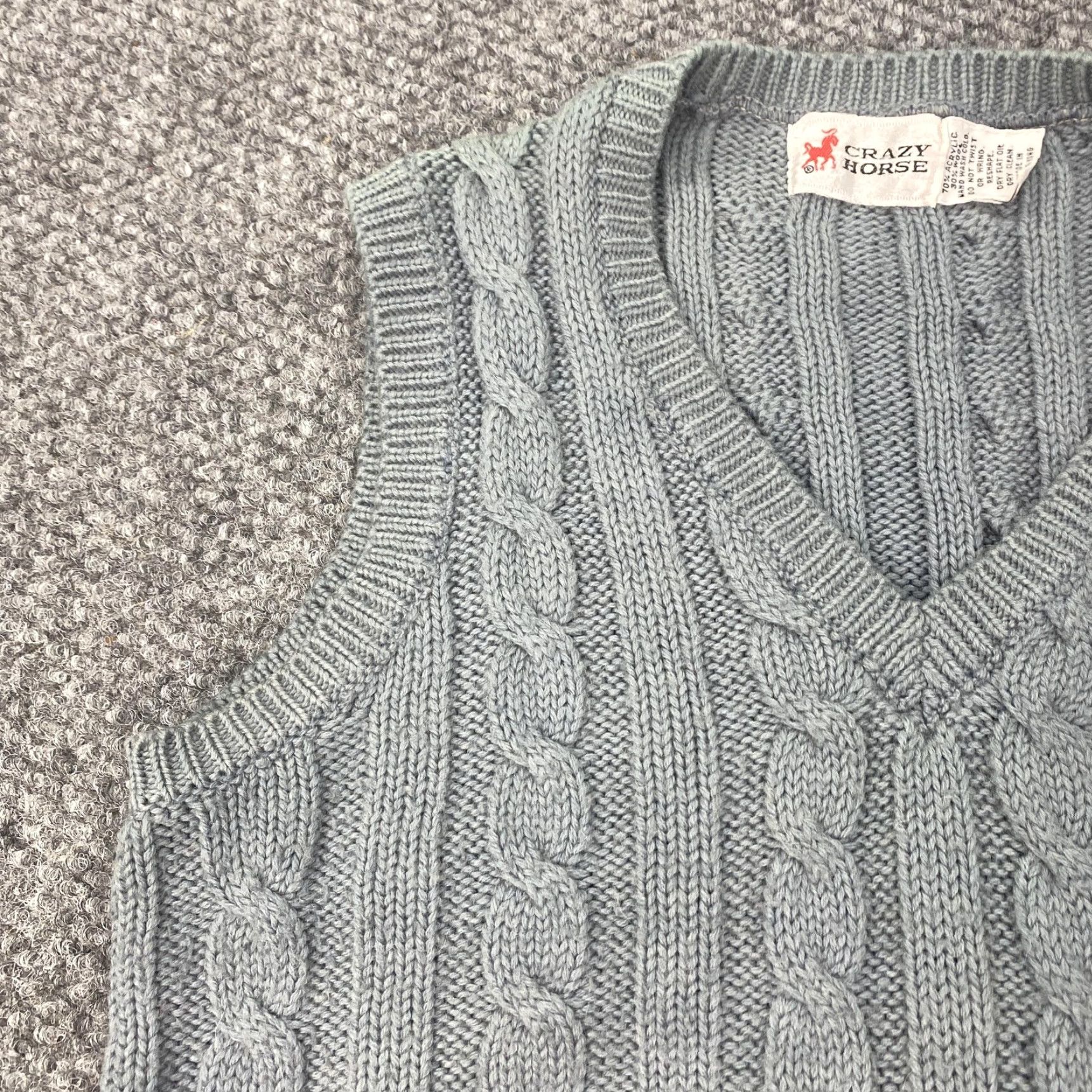Vintage VINTAGE Crazy Horse Sweater Vest Women XS Gray Cable Knit Wool Blend V-Neck Striped All Seasons Size XS / US 0-2 / IT 36-38 - 4 Thumbnail
