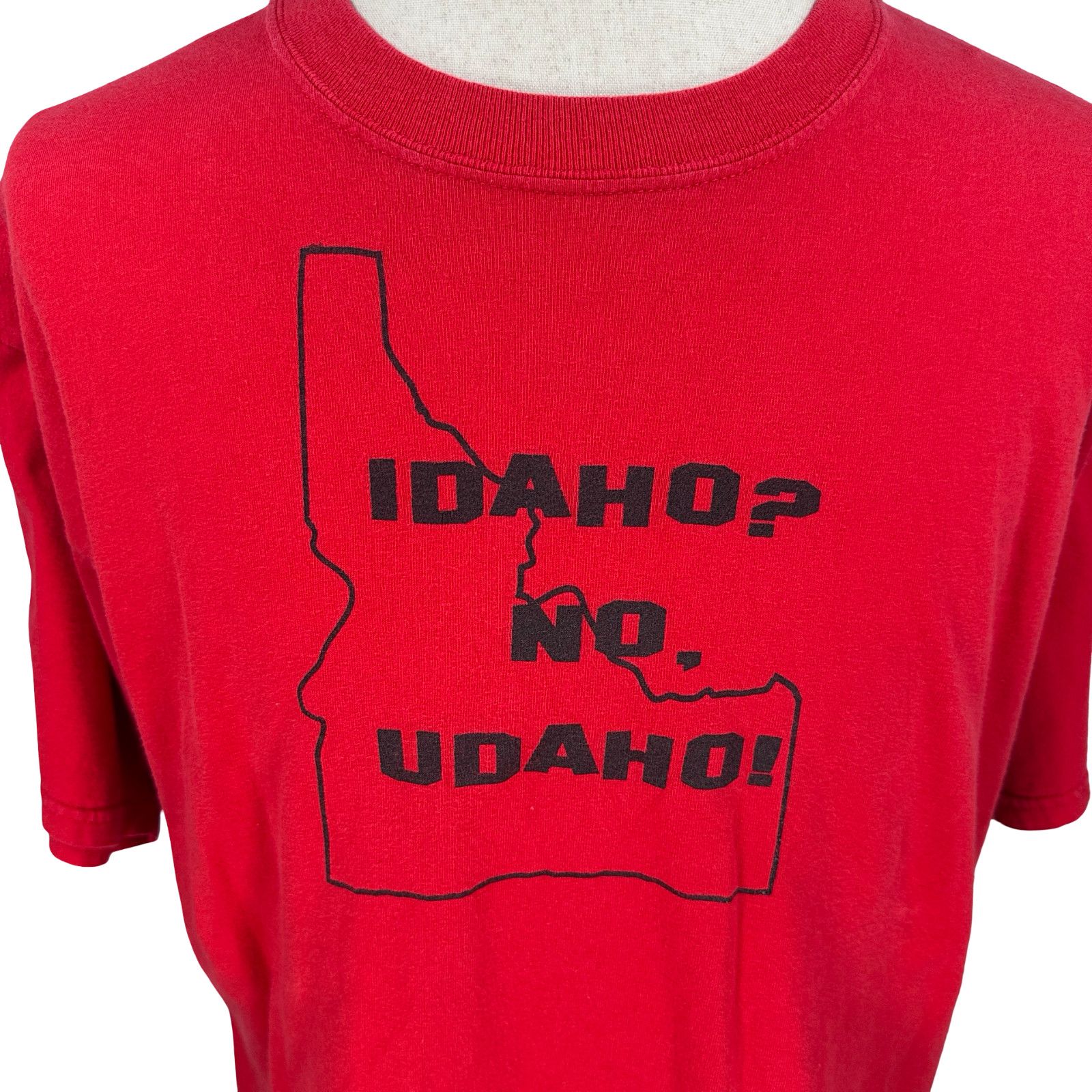 Gildan Vintage Idaho No Udaho T-Shirt Men XL Red Short Sleeve Joke Size US XL / EU 56 / 4 - 2 Thumbnail