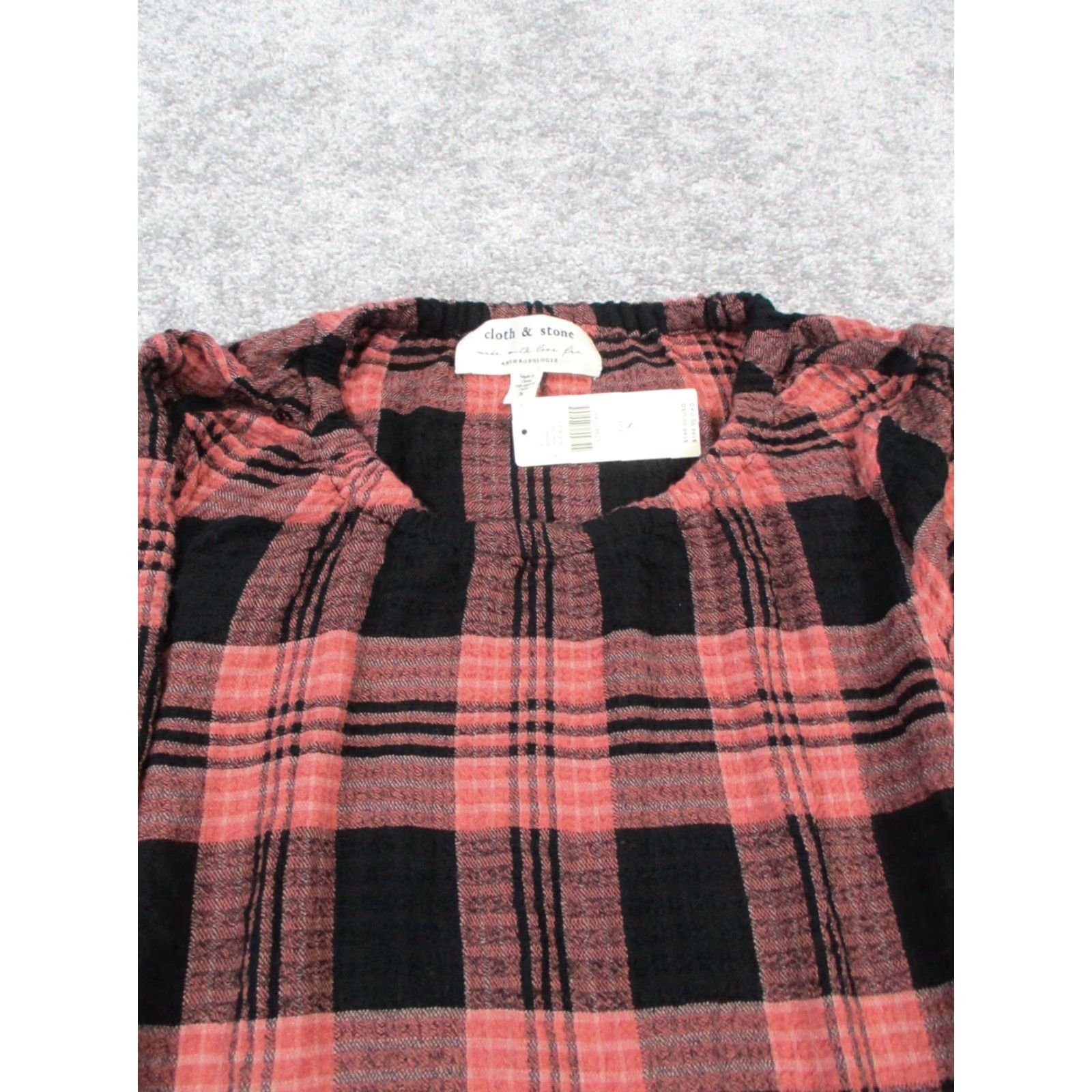 CLOT Cloth & Stone Shirt Dress Womens S Red Plaid Long Sleeve Round Neck Pullover Casual Short Dress Womens Shirt Dress 90s? Size S / US 4 / IT 40 - 2 Thumbnail