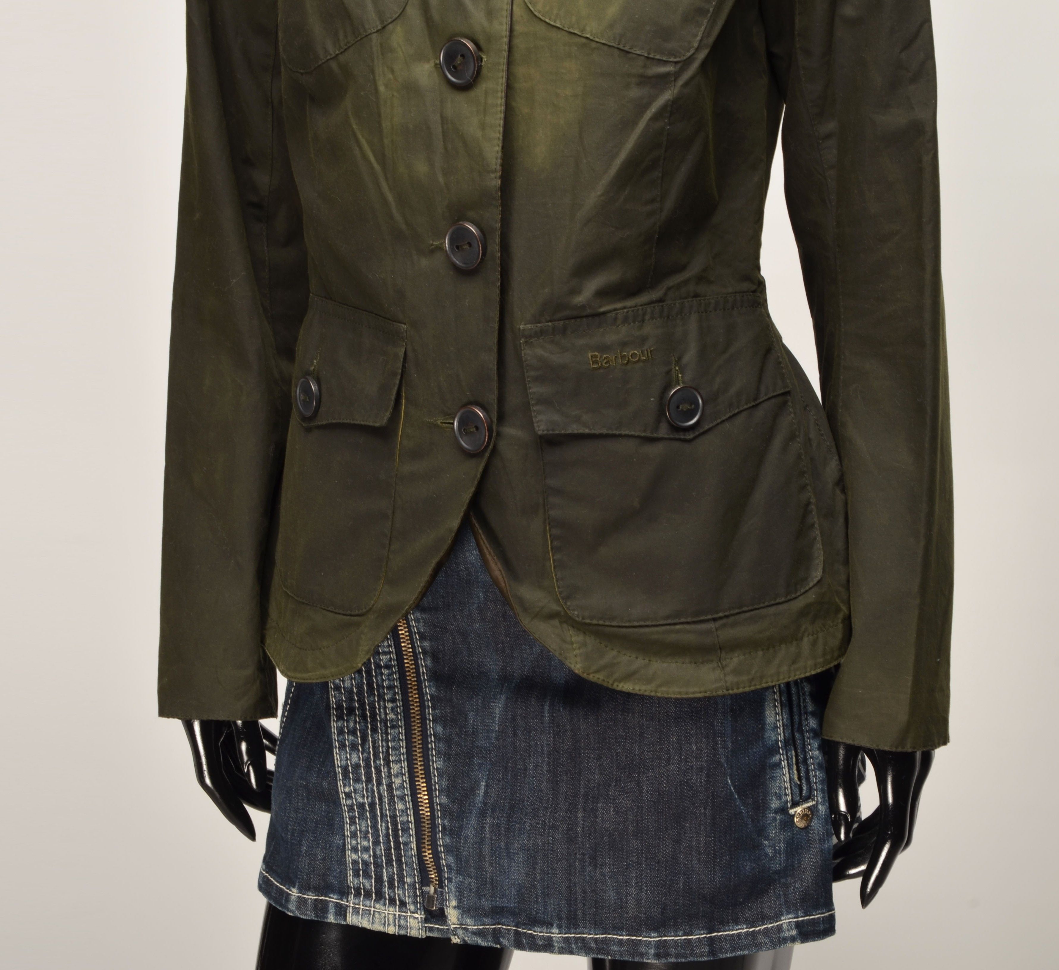 Barbour Barbour Women's Green Waxed Short Jacket Size M / US 6-8 / IT 42-44 - 3 Thumbnail