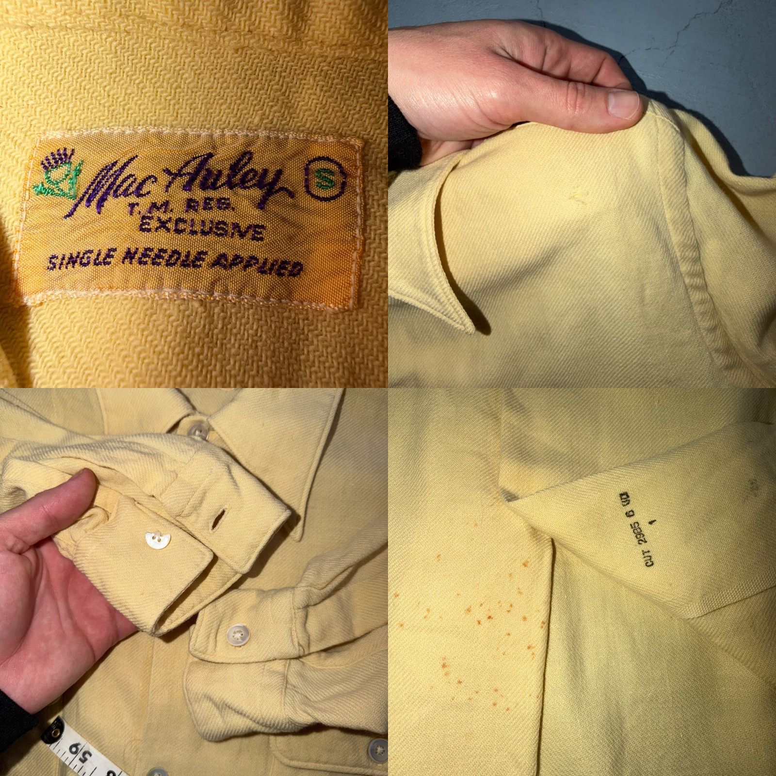 Buttero VINTAGE Rockabilly Shacket Shirt 1950s Butter Yellow 2-Pocket Button-Front Cotton Long Sleeve S Womens Mens Size US S / EU 44-46 / 1 - 8 Thumbnail