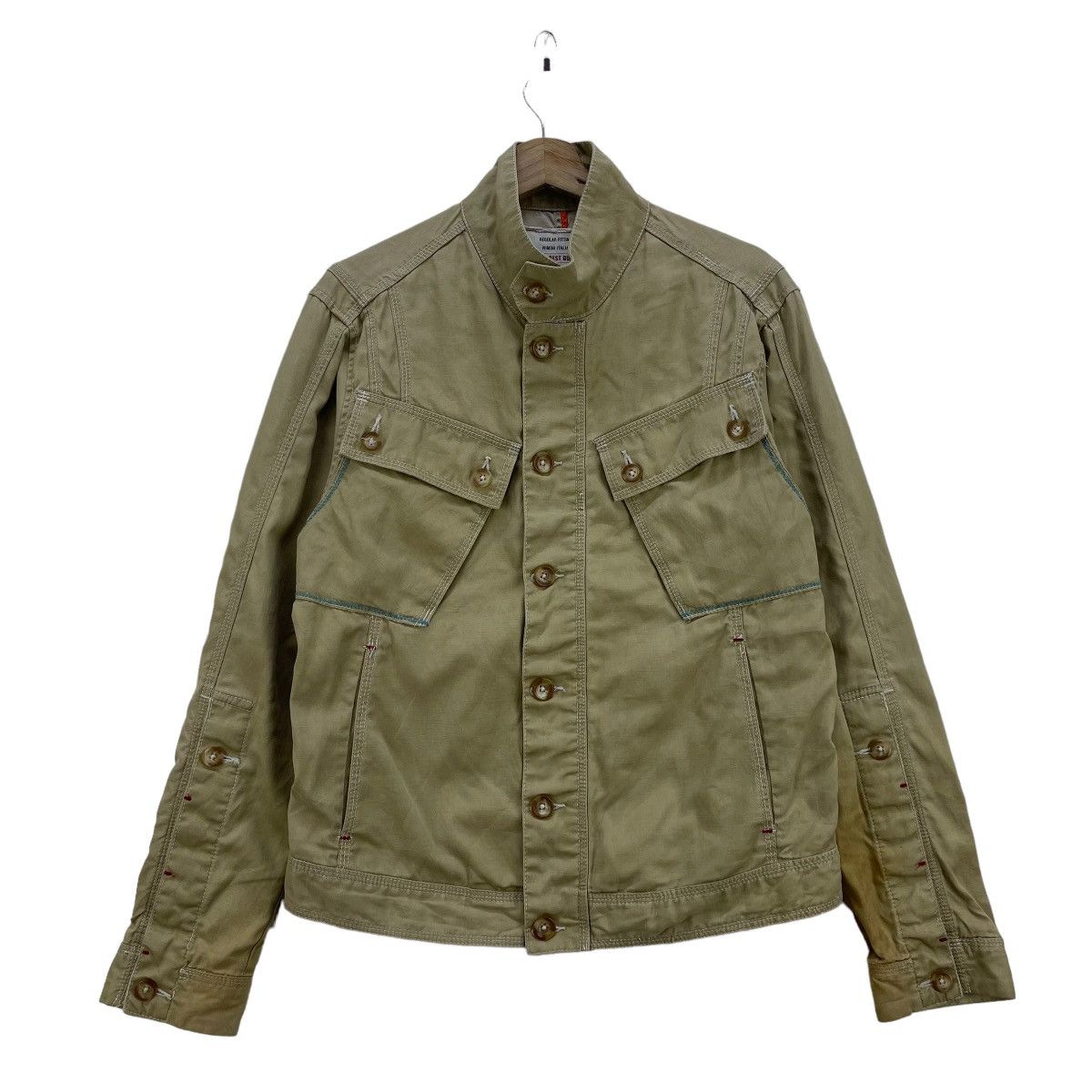 image of 14Th Addiction x Army Of Me The Beat Quality Slank Pocket Military Style Jacket in Brown (Size Medi