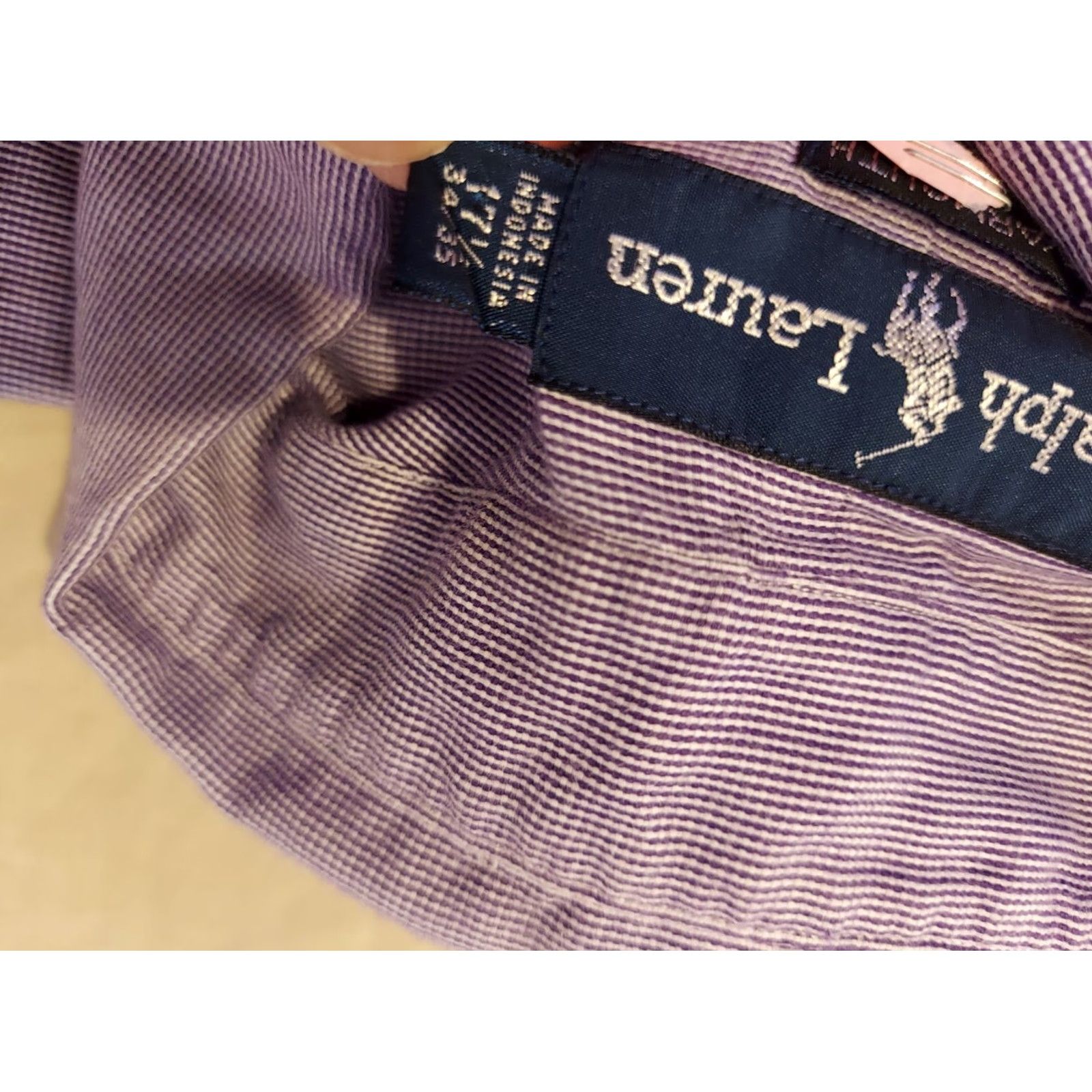 Polo Ralph Lauren VINTAGE Polo Ralph Lauren Dress Shirt 17 34 35 Purple Cotton Buttons Mens Shirt Ladies? Size 46R - 4 Thumbnail