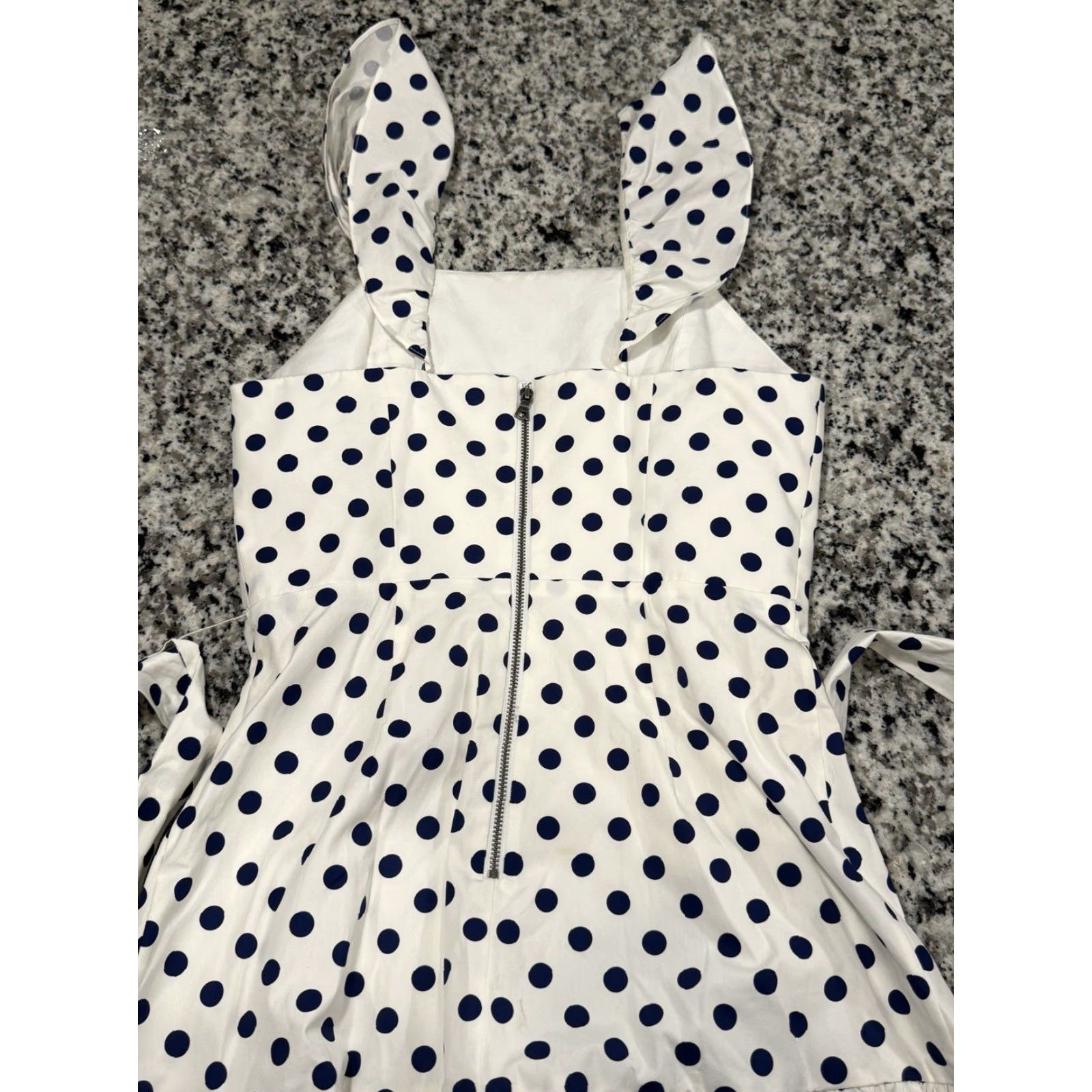 Alice + Olivia Dress Women Size 2 White Blue Polka Dot Sleeveless Mini  Cotton Womens