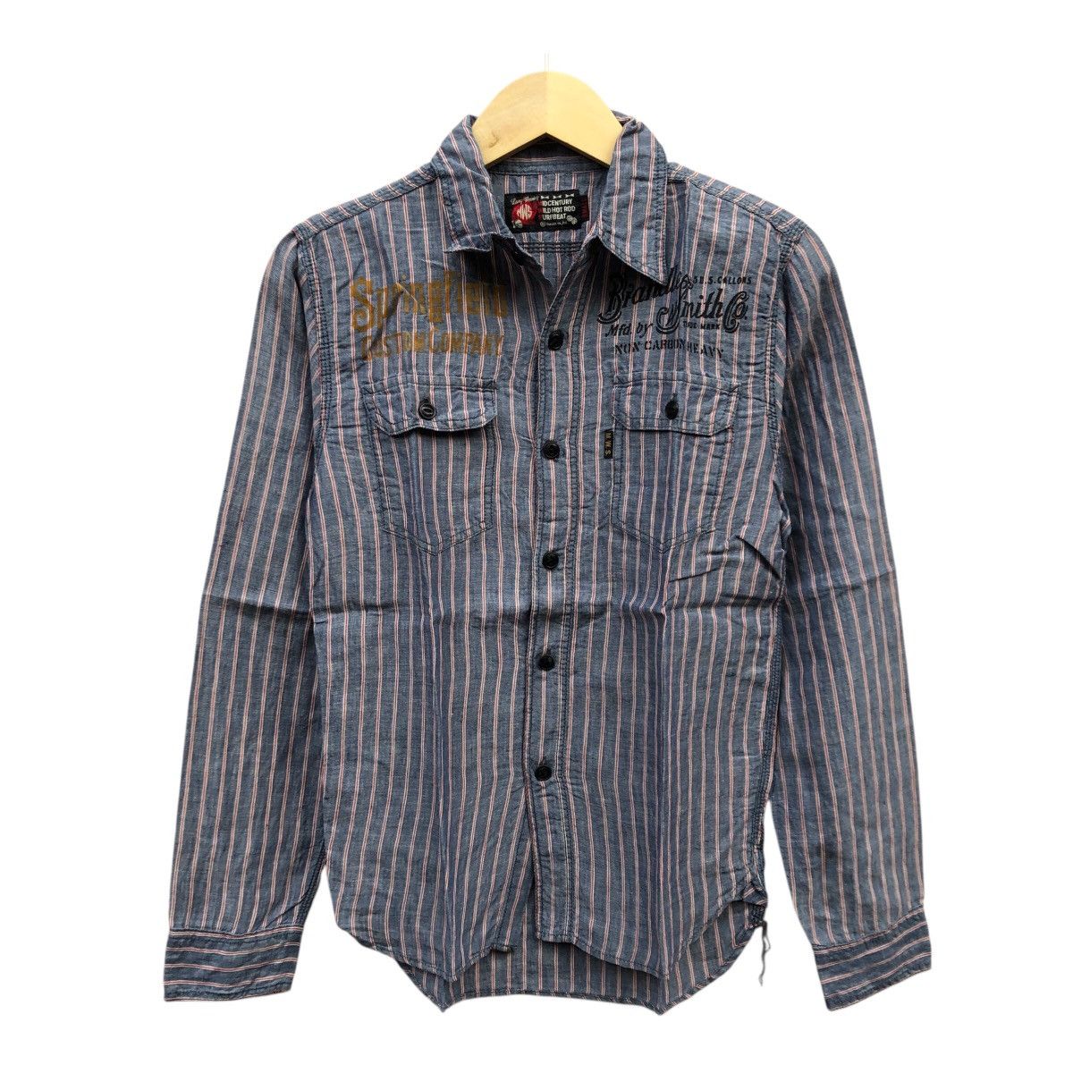 Japanese Brand × Vintage Vintage M.W.S Hot Rod Chambray Shirt Size US S / EU 44-46 / 1 - 1 Thumbnail