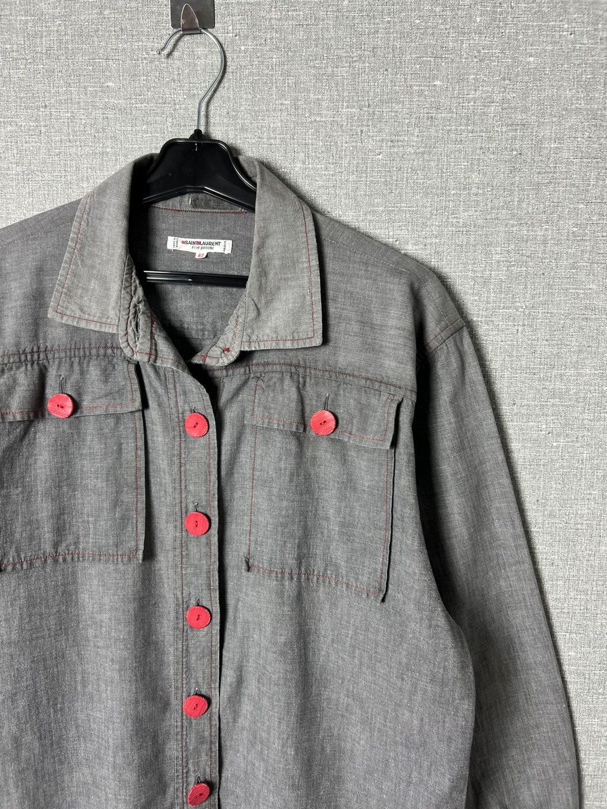 Saint Laurent Paris Archival 70s Rive Gauche YSL Yves Saint Laurent Button Shirt Size M / US 6-8 / IT 42-44 - 4 Thumbnail