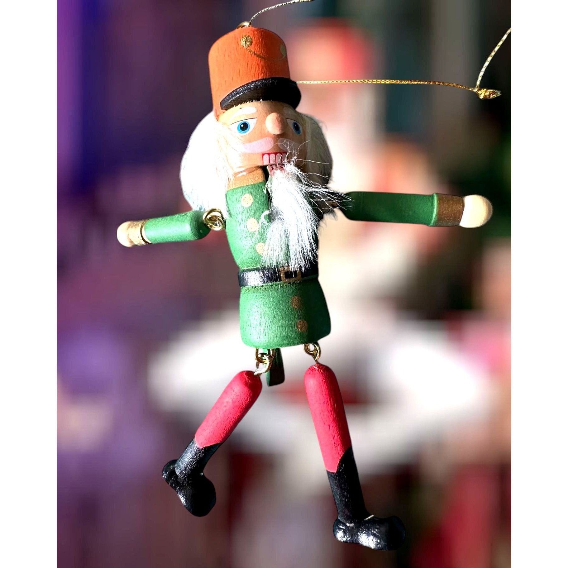 Vintage NWOT VTG Nutcracker Christmas Ornament Wooden Dangling Arms Size ONE SIZE - 7 Thumbnail