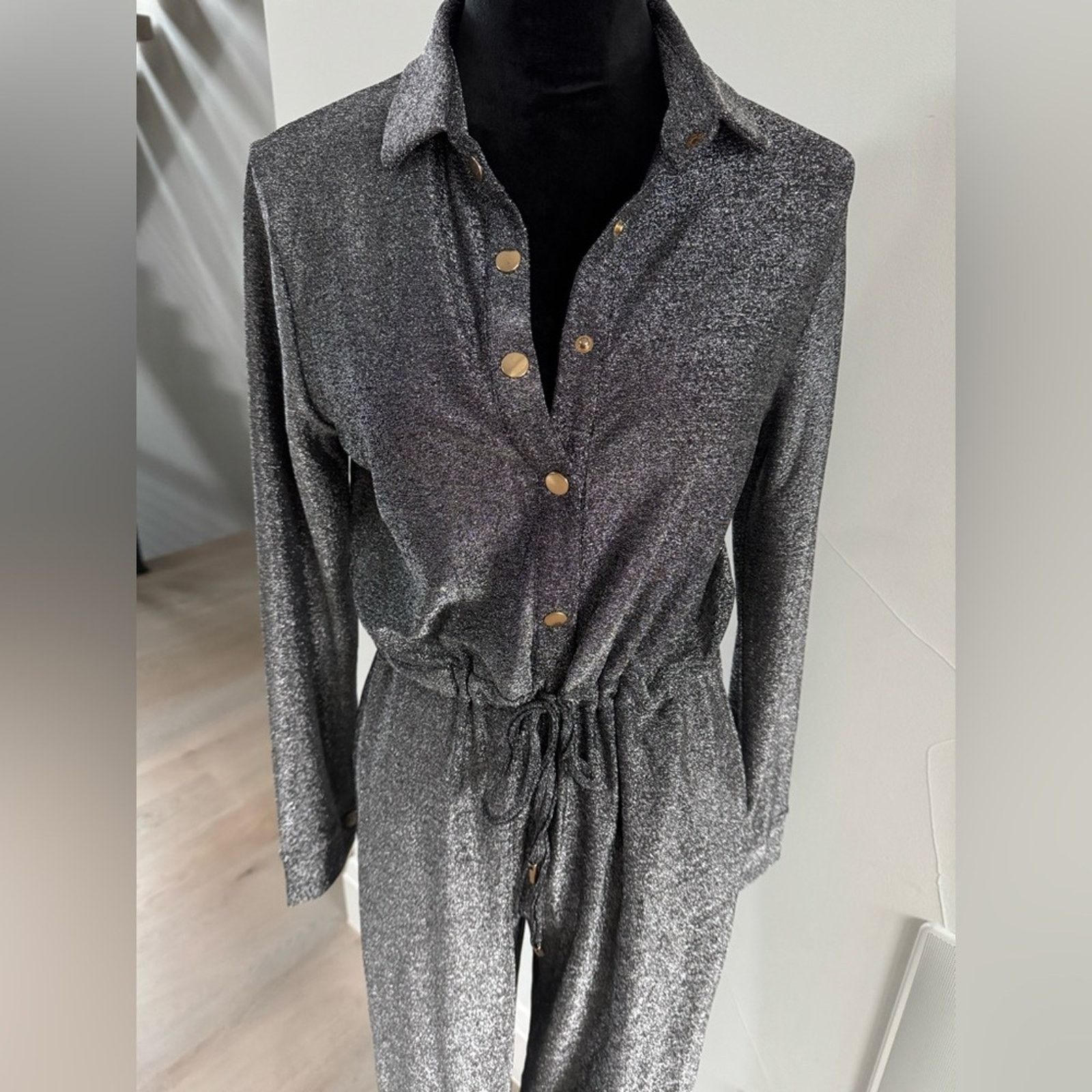 New Elegant Lurex Silver Shimmery Jumpsuit size S