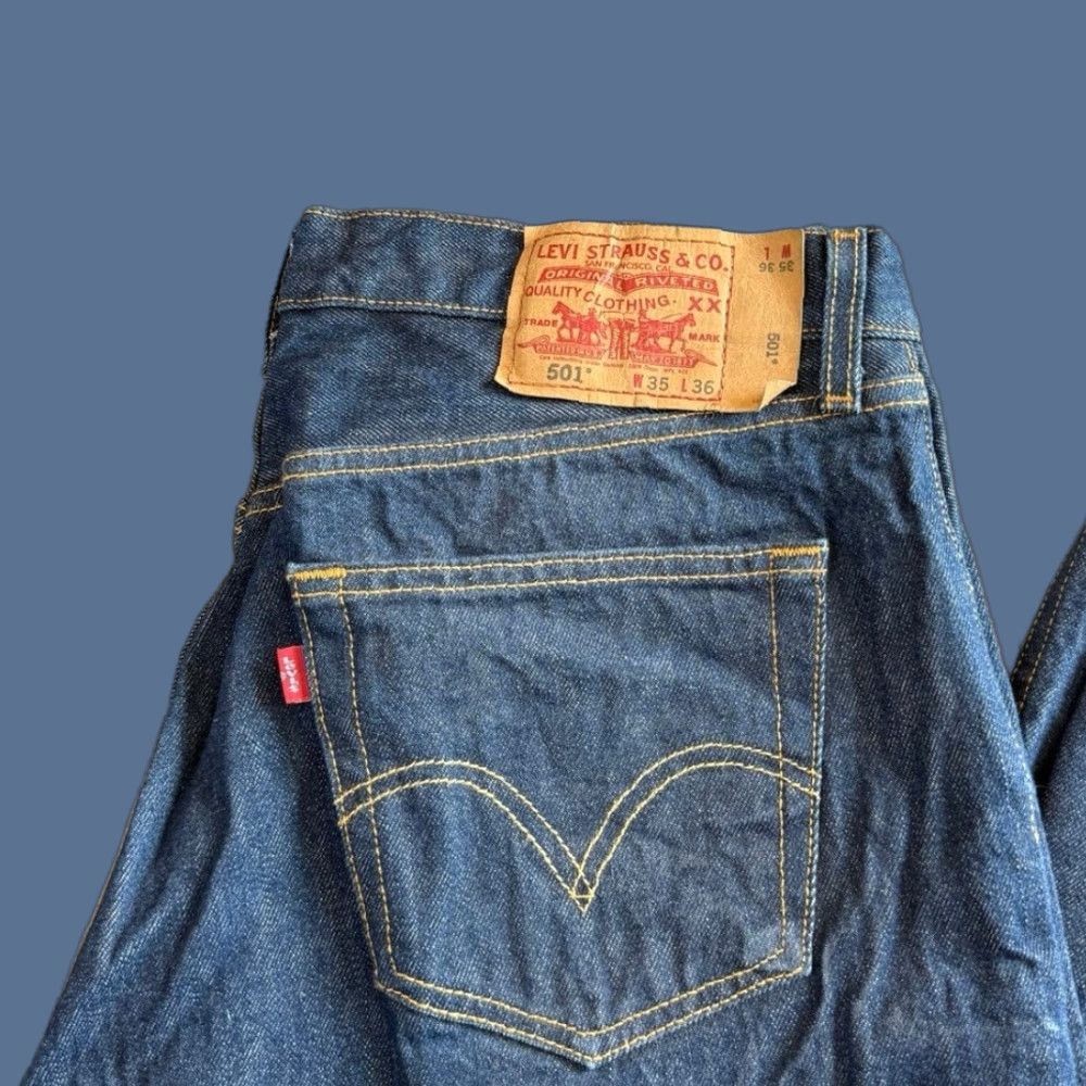 Levi's VINTAGE Levi’s 501xx Button Fly Denim Jeans Men 35x36 Blue Regular Inseam 36" Solid Mid Rise Straight 501oo? (Wait). Size US 35 - 1 Thumbnail