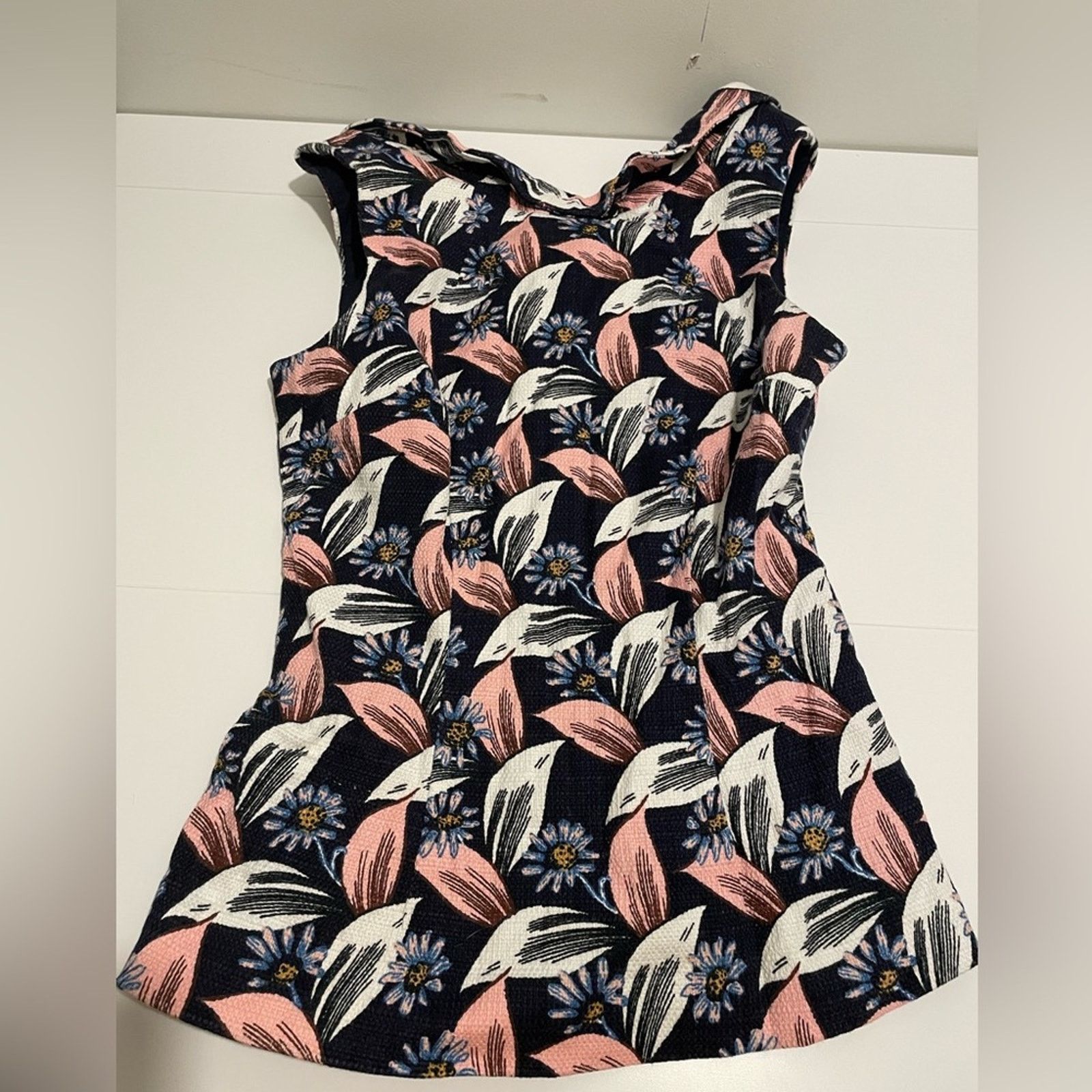 Boden Boden Martha Style Daisy Print Navy Pink Boatneck Top 2 Size XS / US 0-2 / IT 36-38 - 2 Thumbnail