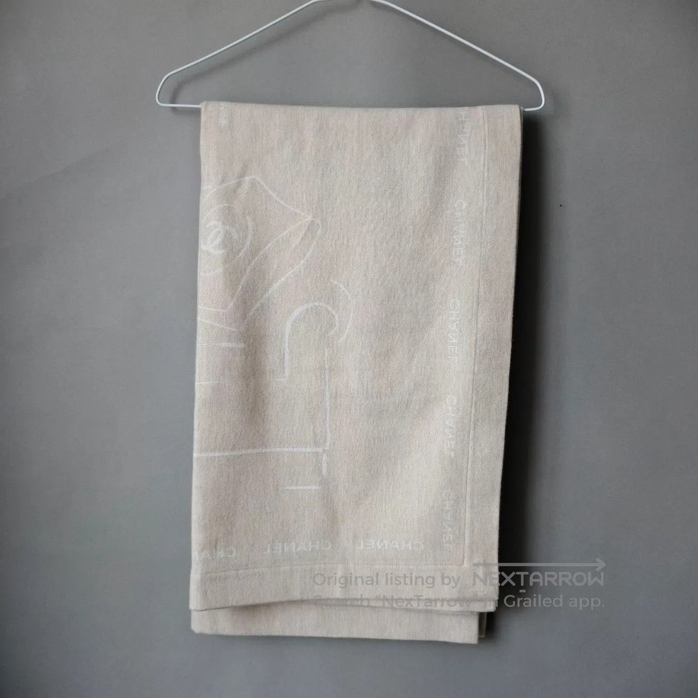 Chanel Chanel Beige Coco Graffiti Wool Blanket Wrap / Shawl| Size ONE SIZE - 3 Thumbnail