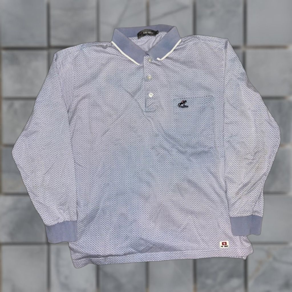Vintage Felix Buhler Long Sleeve Polo Shirt Purple Pattern Large 20x23 Equestrian Style Mens Polo Shirt L Purple Patterned VIP? Size US L / EU 52-54 / 3 - 1 Thumbnail