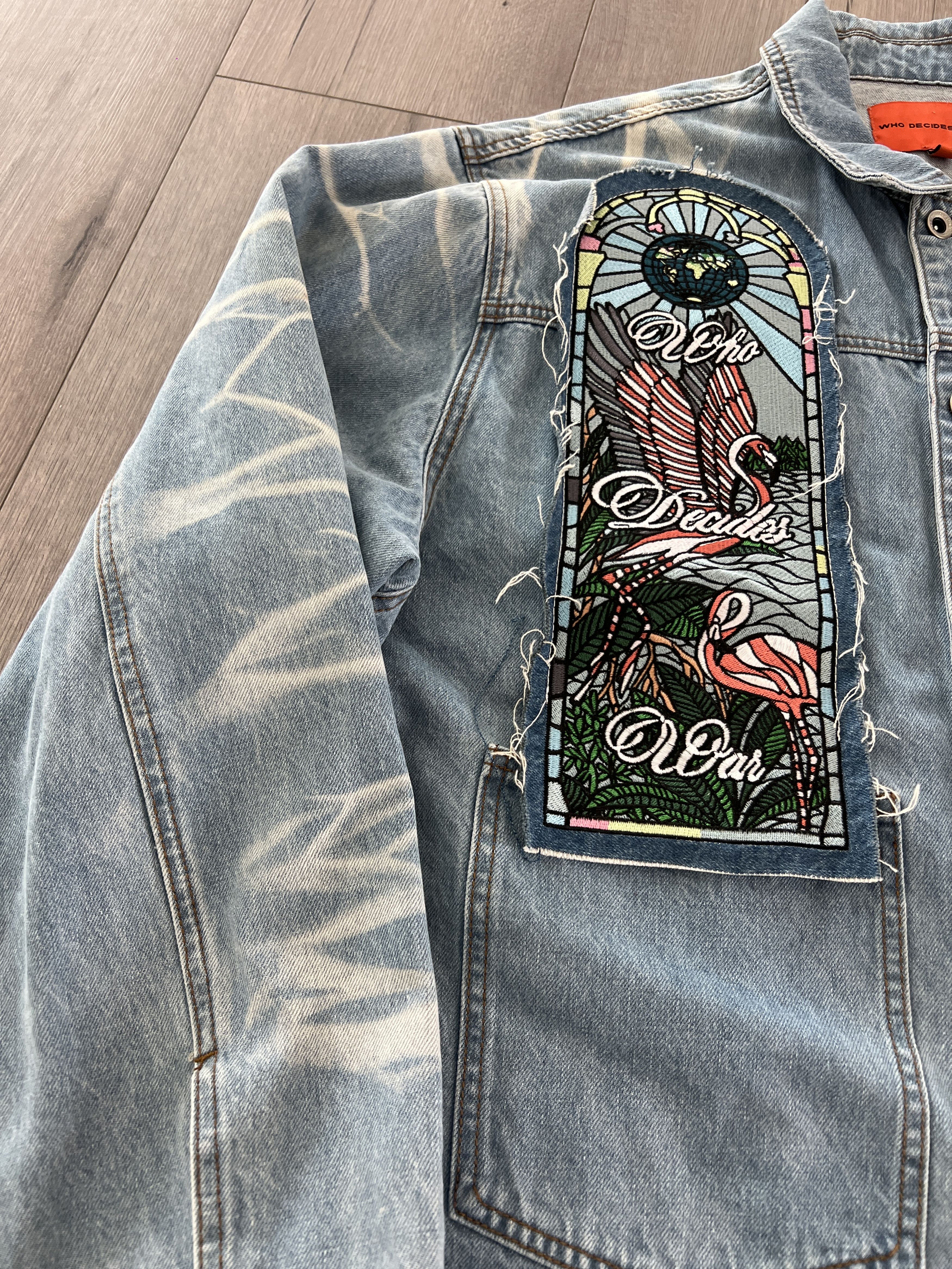 Who Decides War Flaming Embroidered Trucker Jacket Size US XXL / EU 58 / 5 - 2 Thumbnail