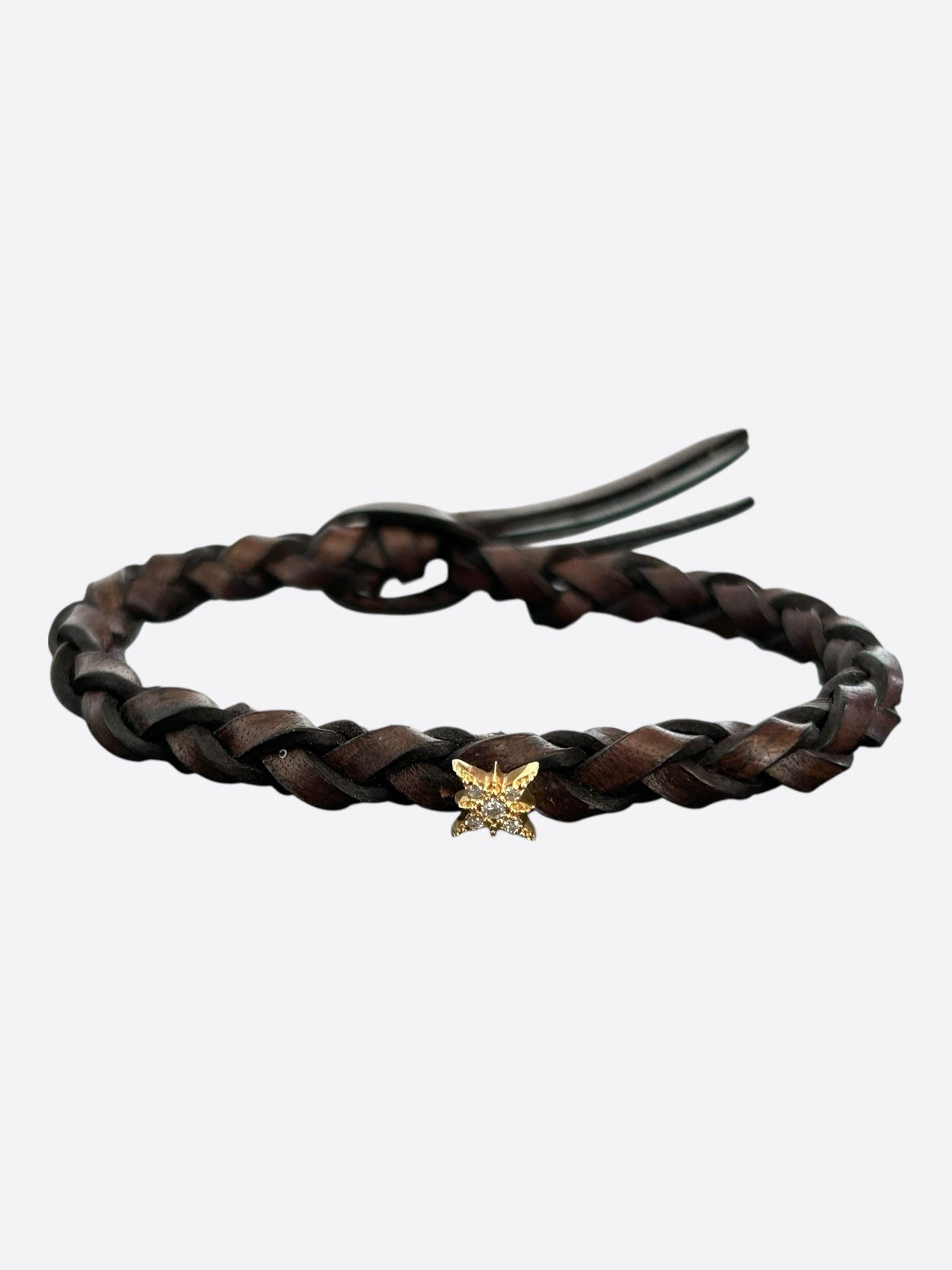 Saint Laurent Paris Saint Laurent Brown & Gold Star Charm Leather Bracelet Size ONE SIZE - 1 Thumbnail